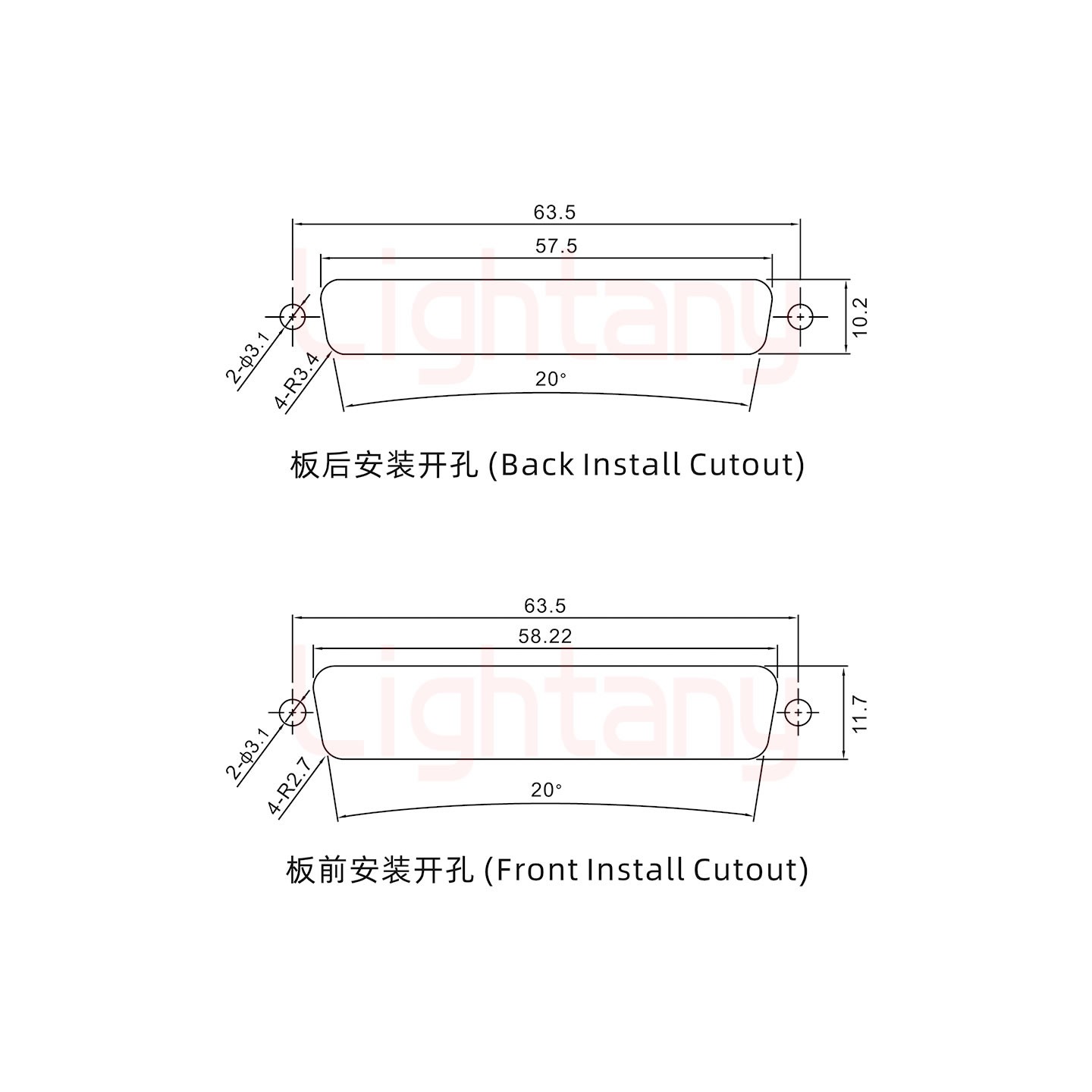 8W8母短體焊線/光孔/大電流10A