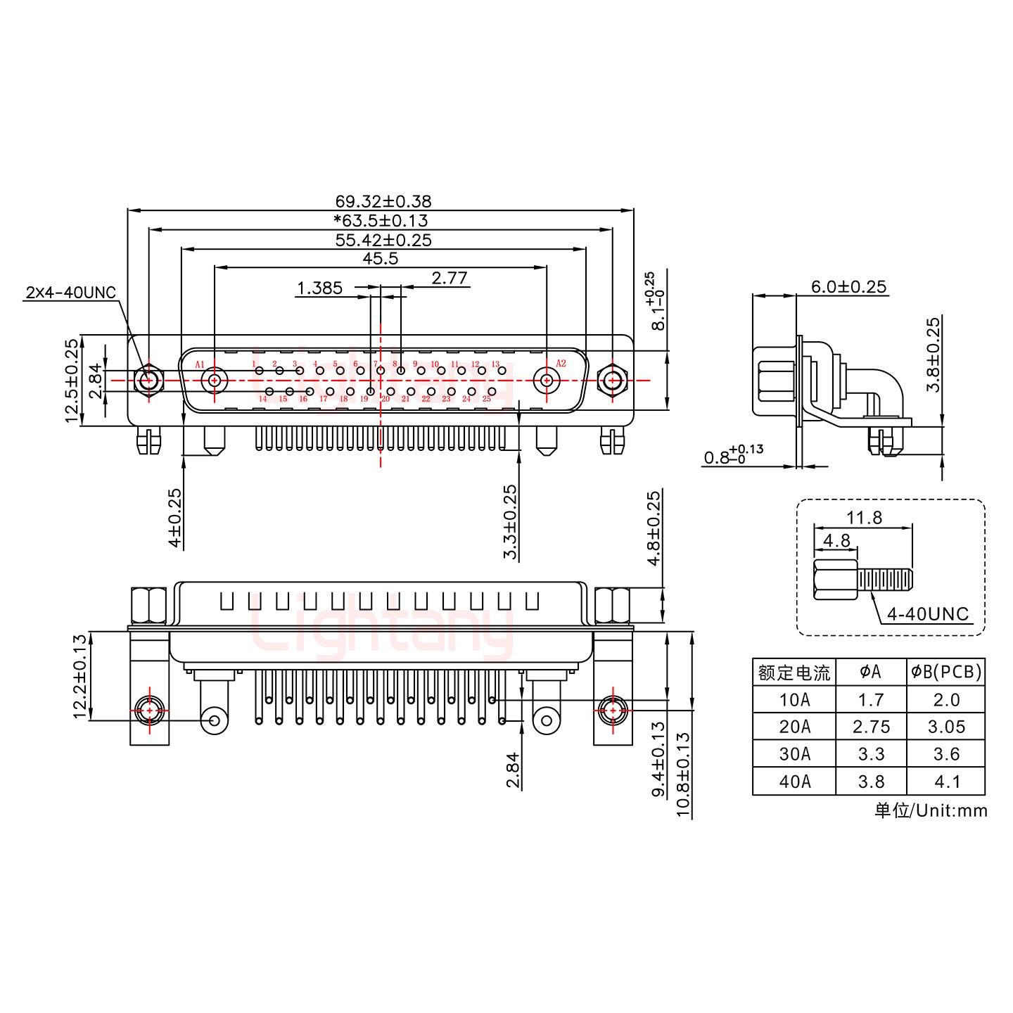 27W2公PCB彎插板/鉚支架10.8/大電流10A