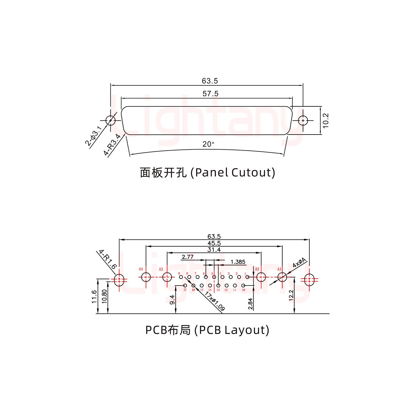 21W4母PCB彎插板/鉚支架11.6/大電流10A