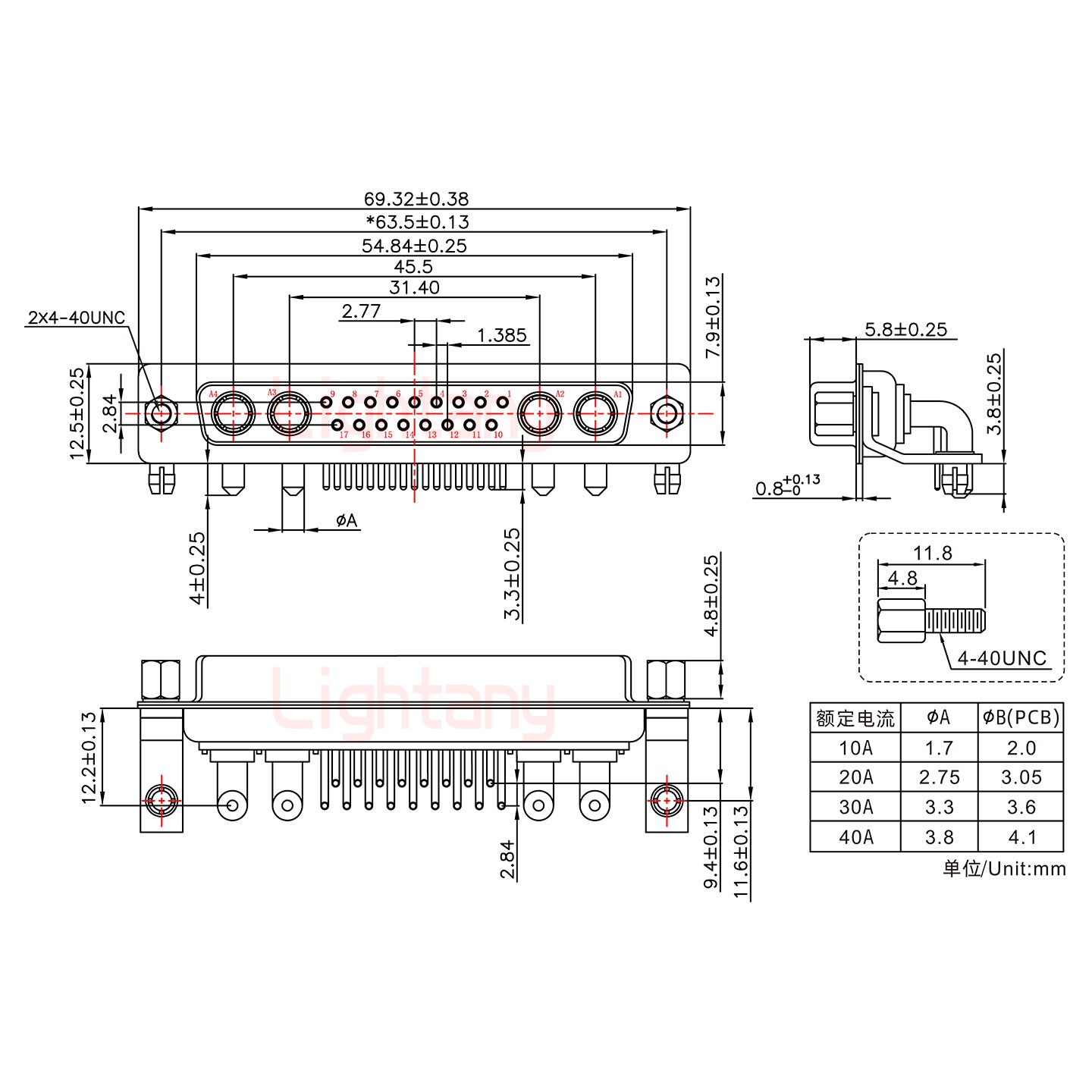 21W4母PCB彎插板/鉚支架11.6/大電流10A