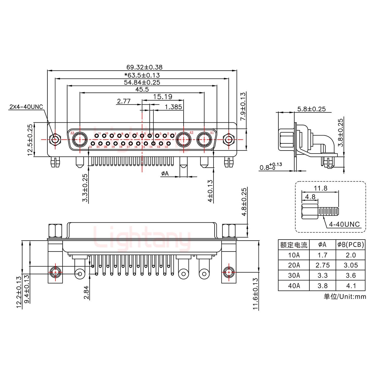 25W3母PCB彎插板/鉚支架11.6/大電流10A