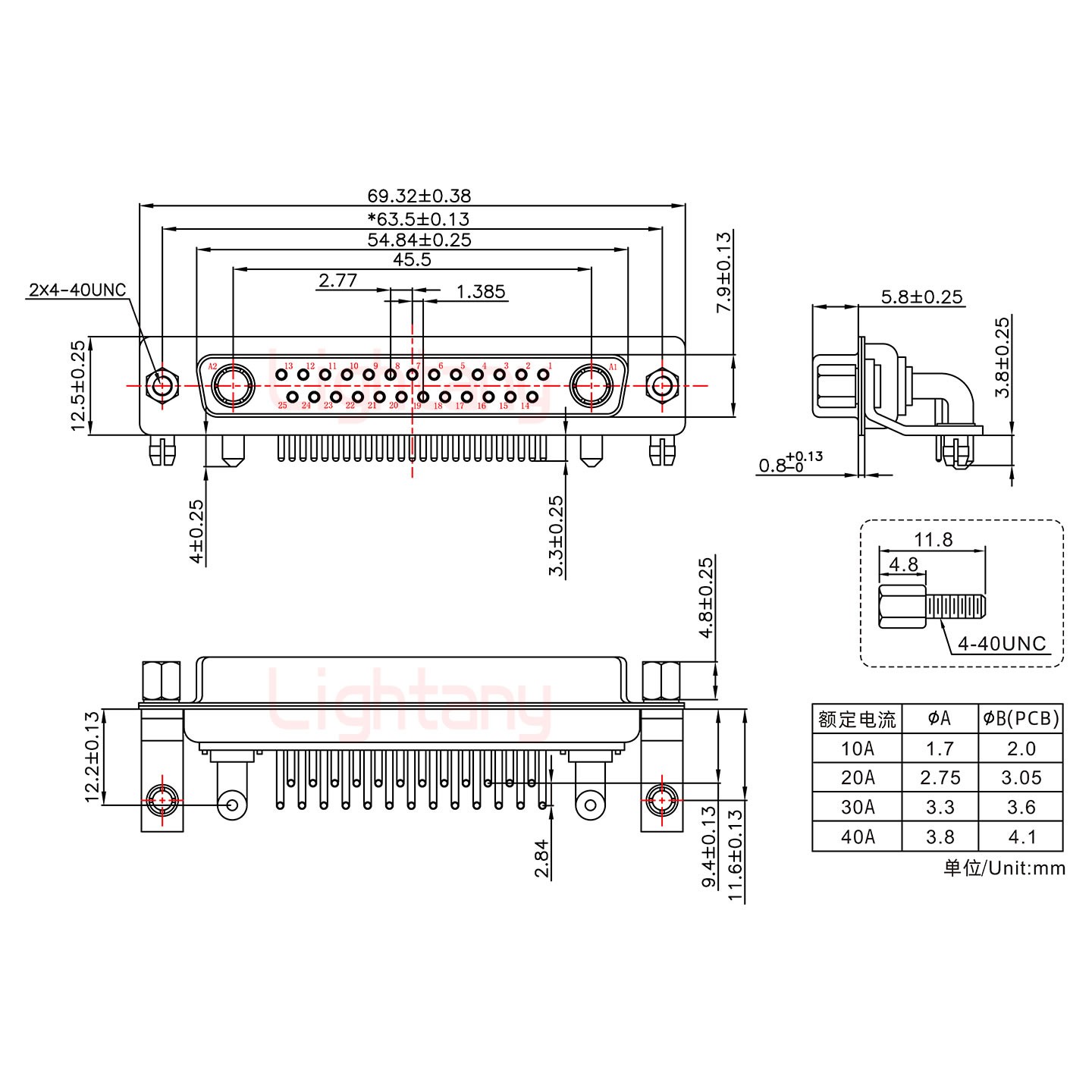 27W2母PCB彎插板/鉚支架11.6/大電流10A