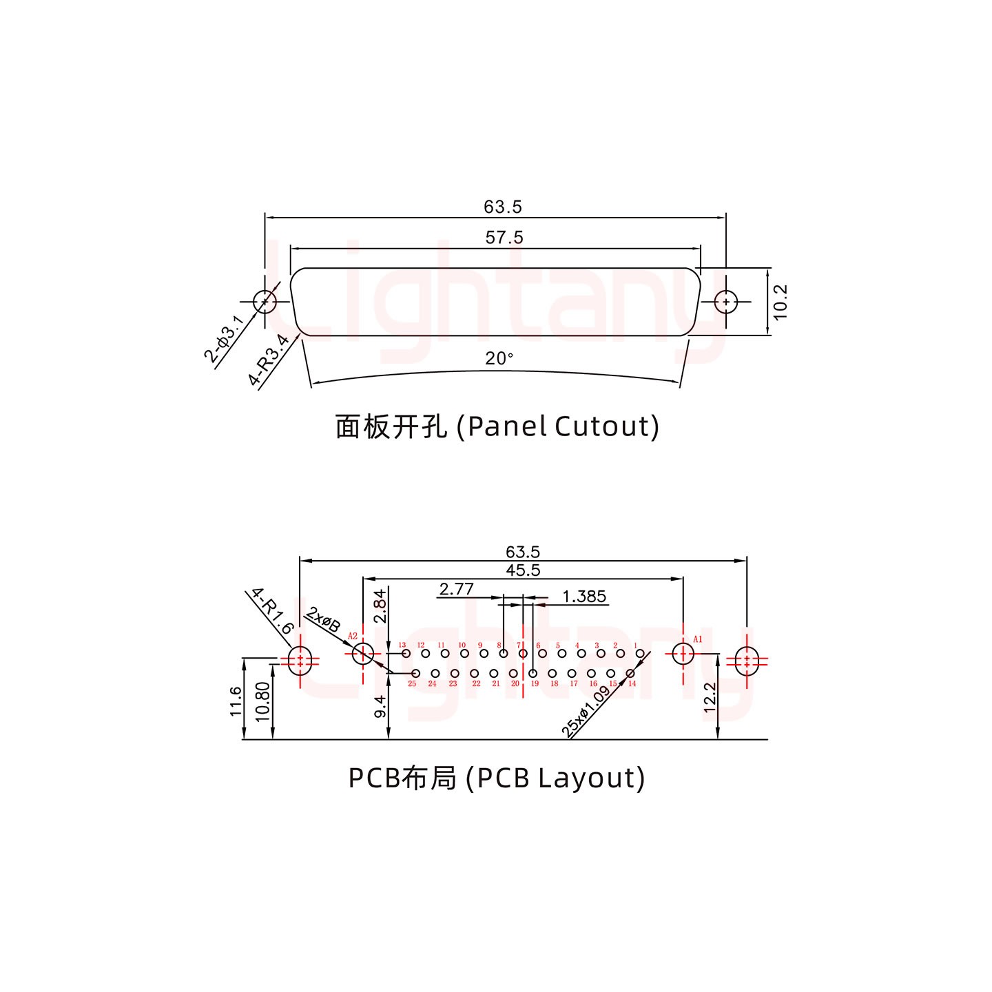 27W2母PCB彎插板/鉚支架11.6/大電流10A