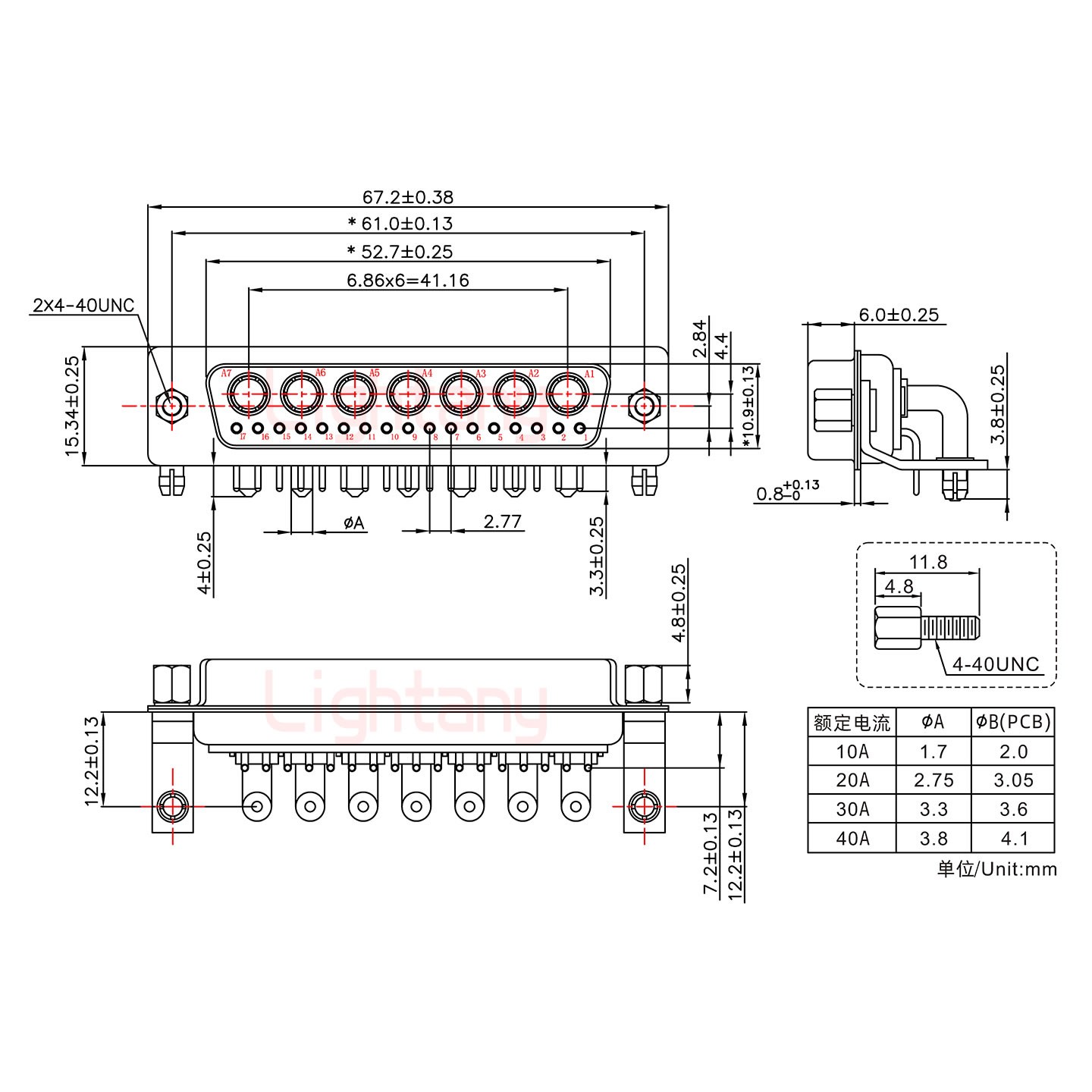 24W7母PCB彎插板/鉚支架12.2/大電流20A