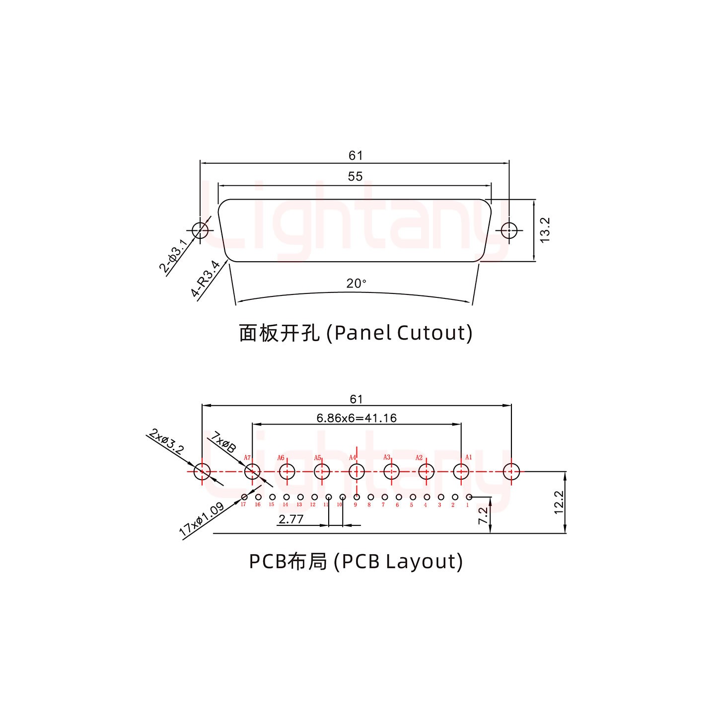 24W7母PCB彎插板/鉚支架12.2/大電流20A