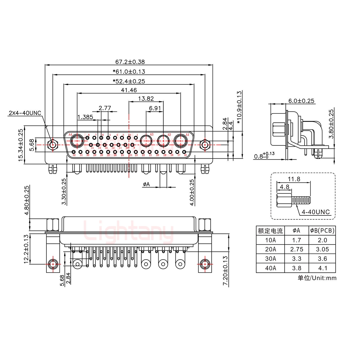 36W4母PCB彎插板/鉚支架12.2/大電流20A