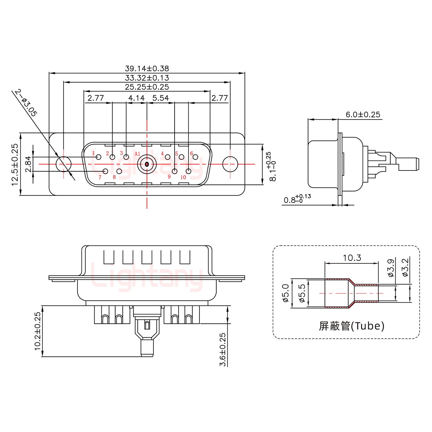 11W1公焊線式50歐姆+15P金屬外殼1664直出線4~12mm