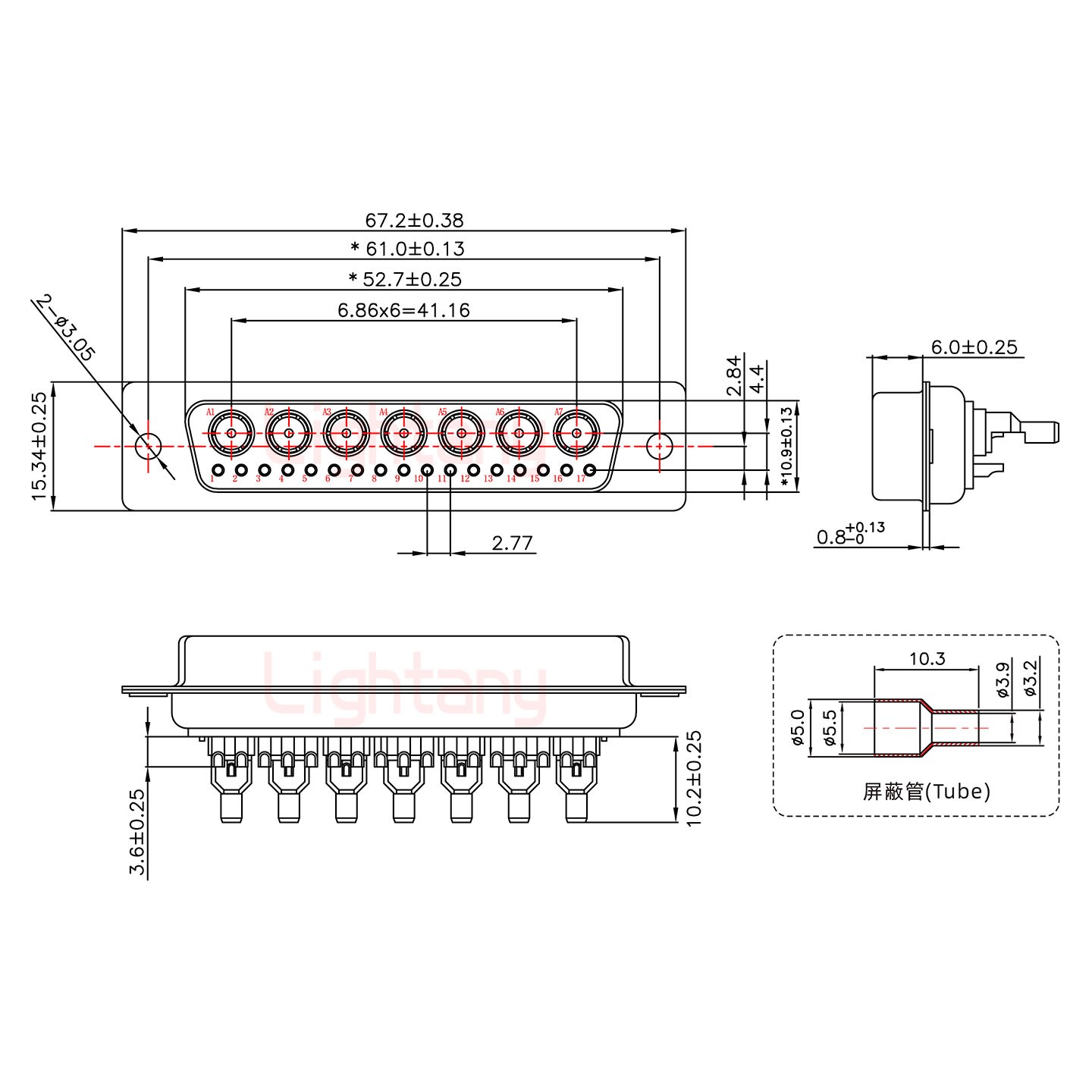 24W7母焊線式50歐姆+50P金屬外殼1331直出線12.5mm