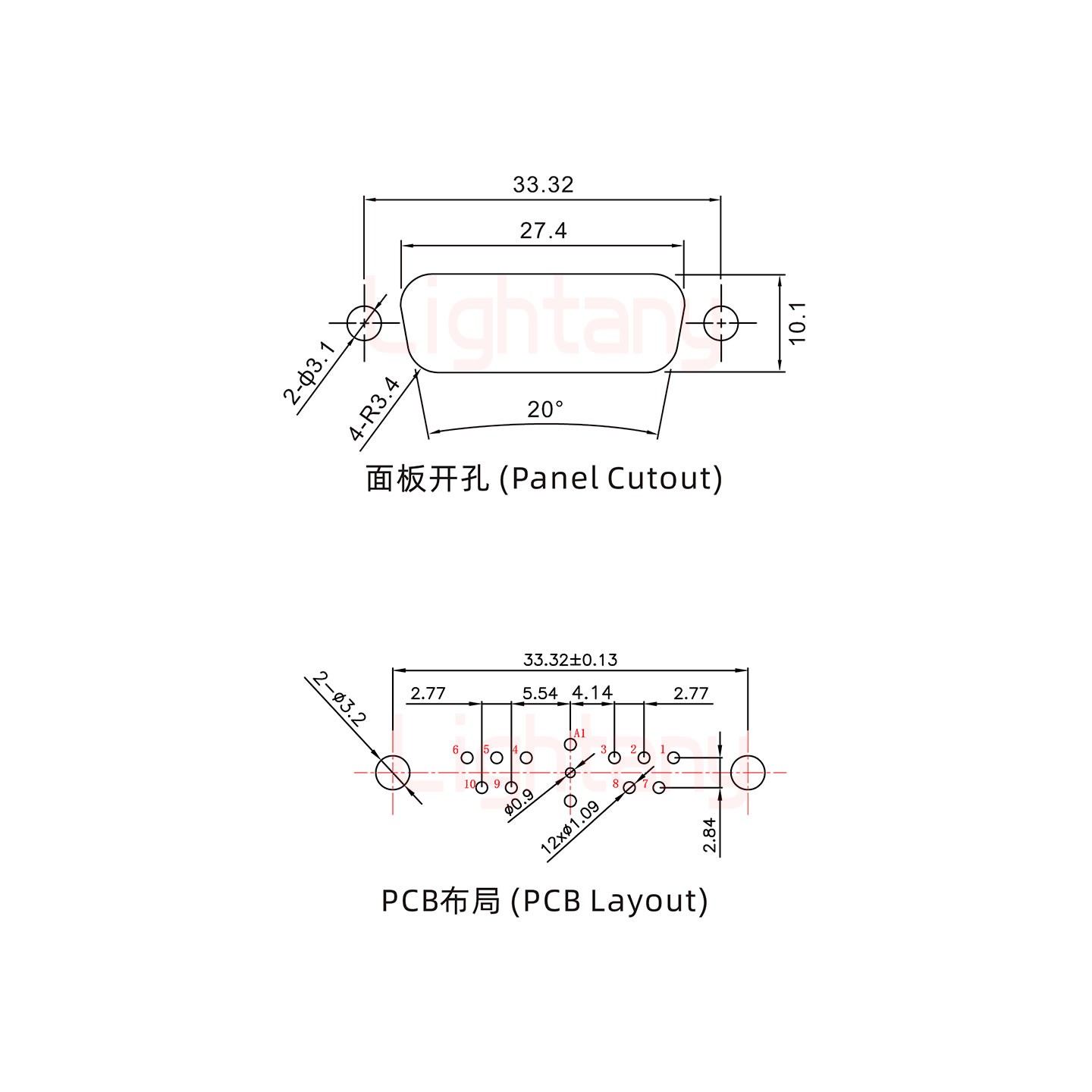 11W1母PCB直插板/鉚魚(yú)叉7.0/射頻同軸50歐姆