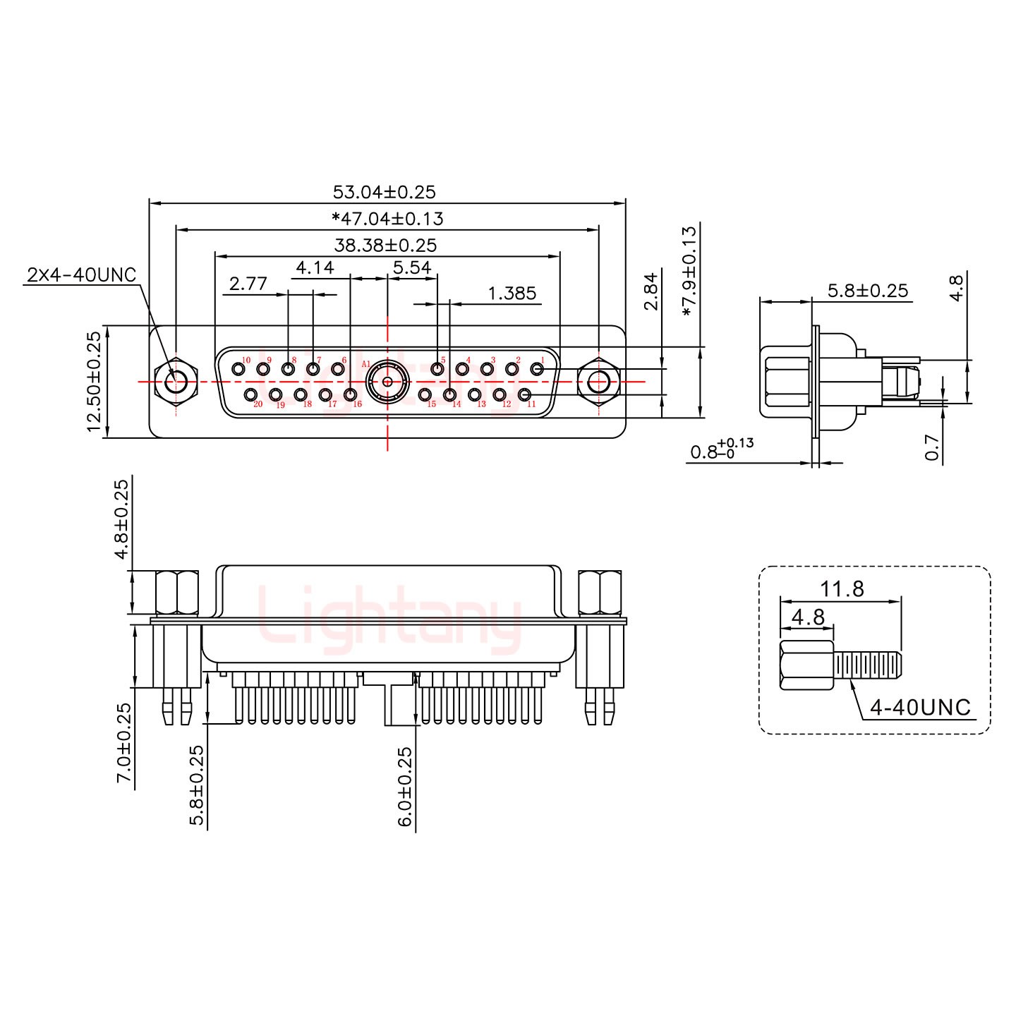 21W1母PCB直插板/鉚魚叉7.0/射頻同軸75歐姆