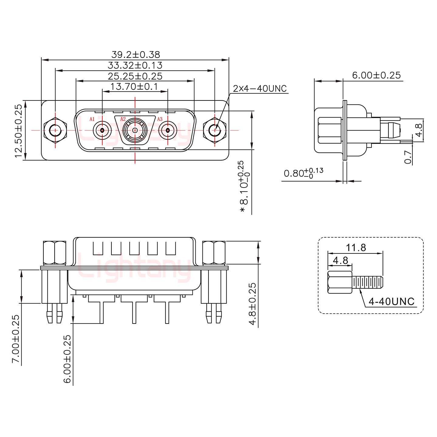 3V3公PCB直插板/鉚魚叉7.0/射頻同軸50歐姆