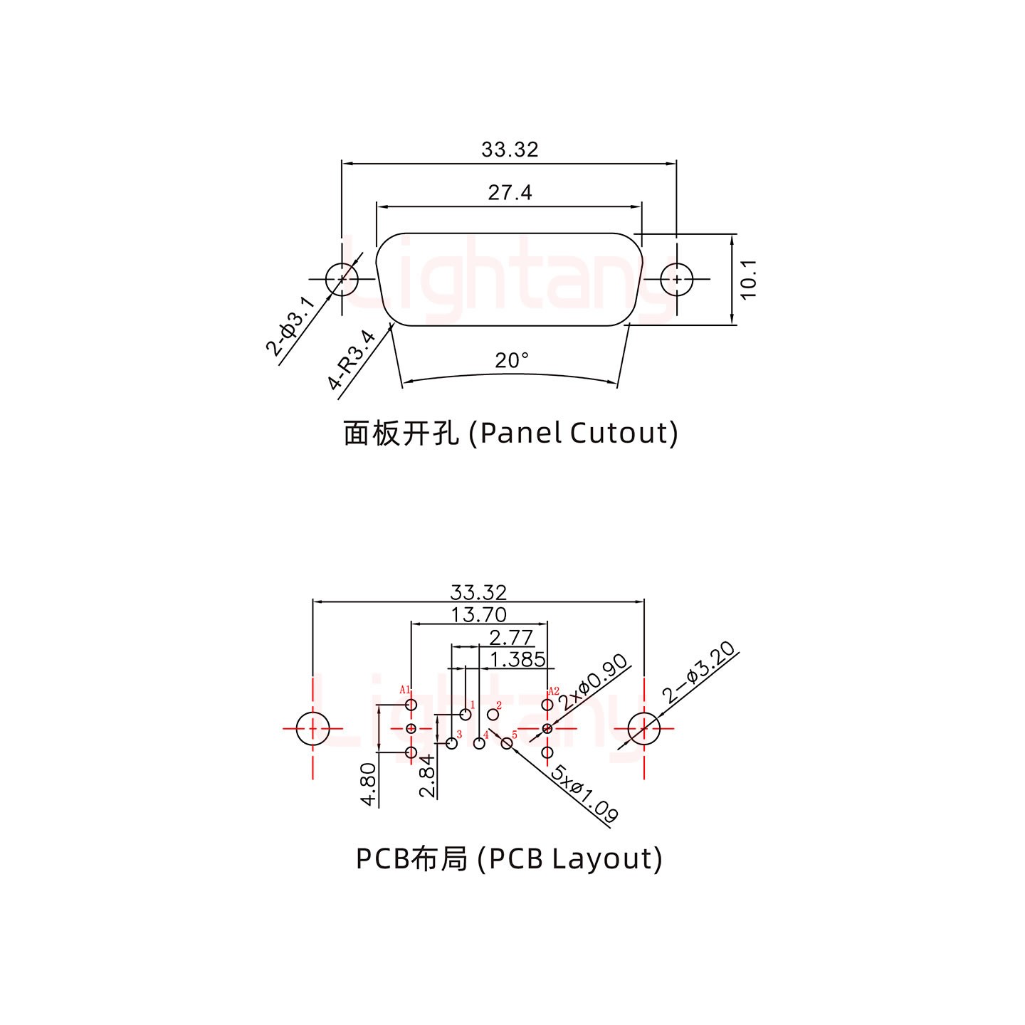 7W2公PCB直插板/鉚魚叉7.0/射頻同軸50歐姆