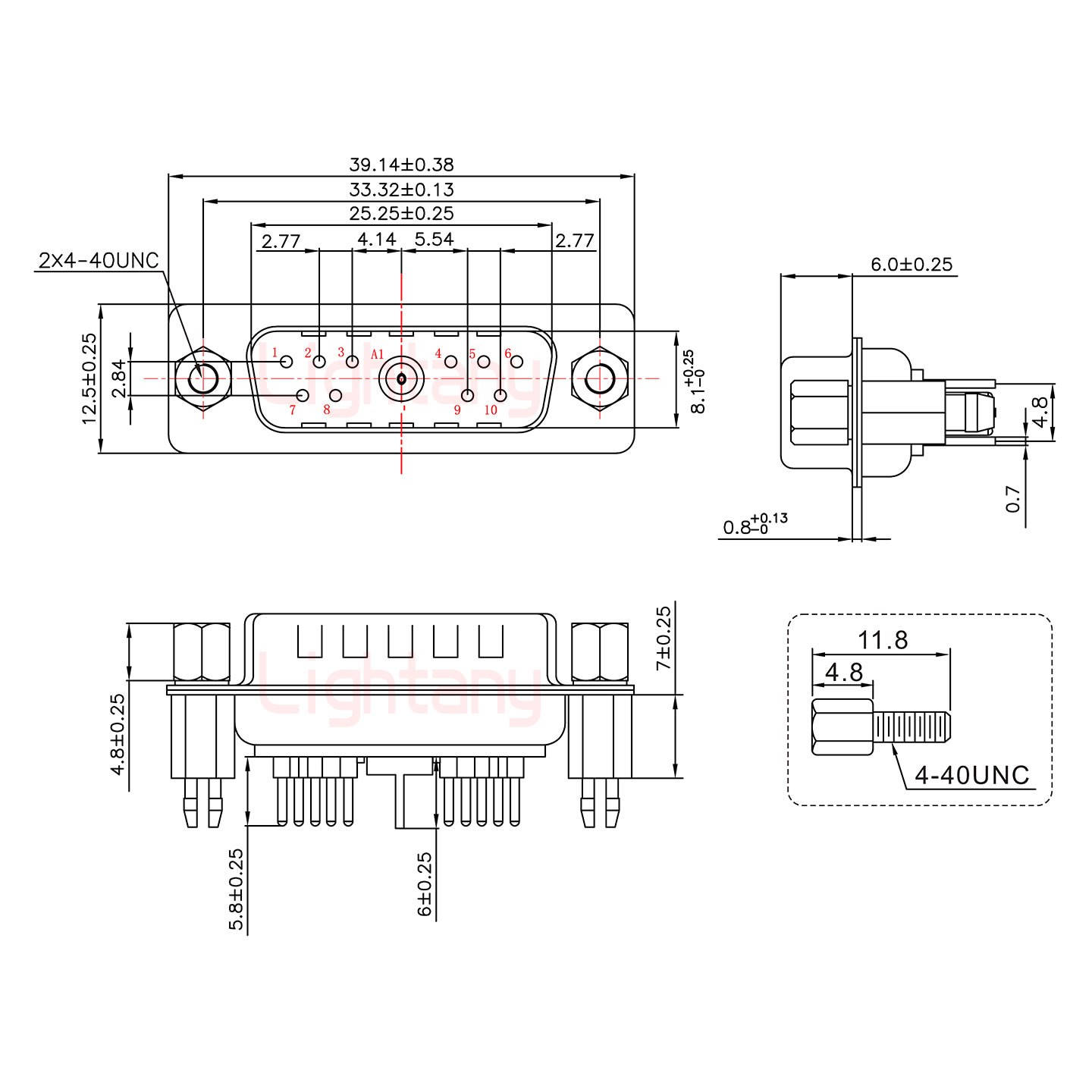 11W1公PCB直插板/鉚魚叉7.0/射頻同軸50歐姆