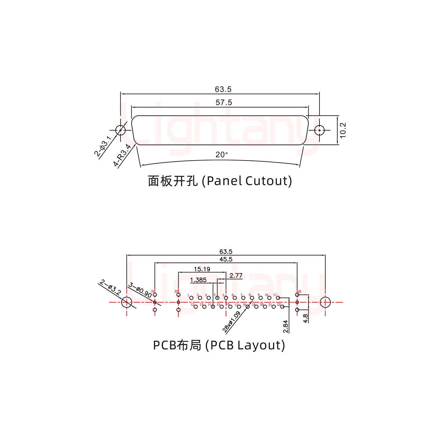 25W3公PCB直插板/鉚魚叉7.0/射頻同軸50歐姆