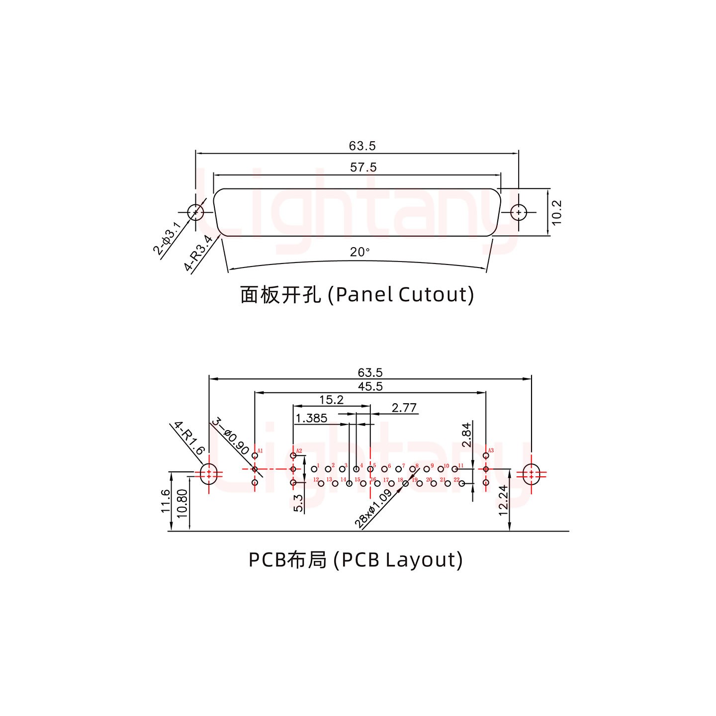 25W3公PCB彎插板/鉚支架10.8/射頻同軸75歐姆