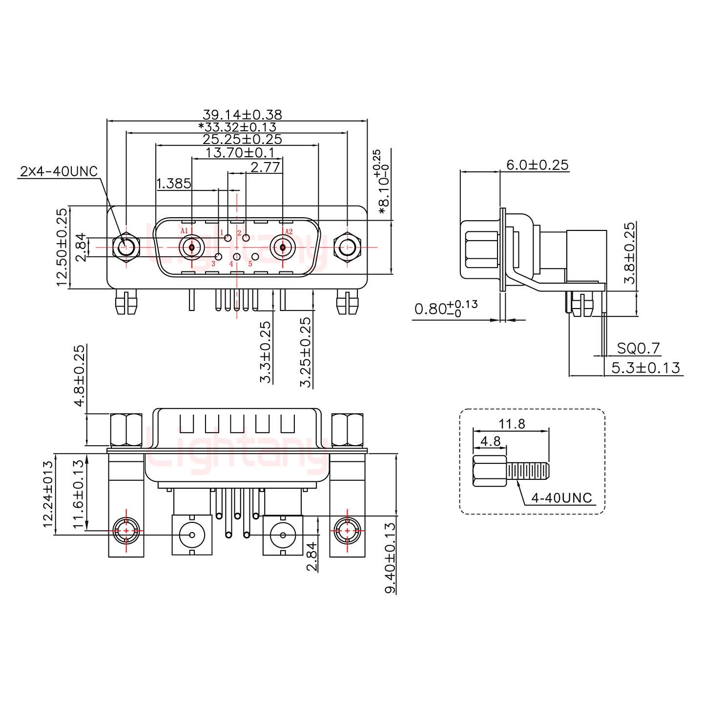 7W2公PCB彎插板/鉚支架11.6/射頻同軸50歐姆