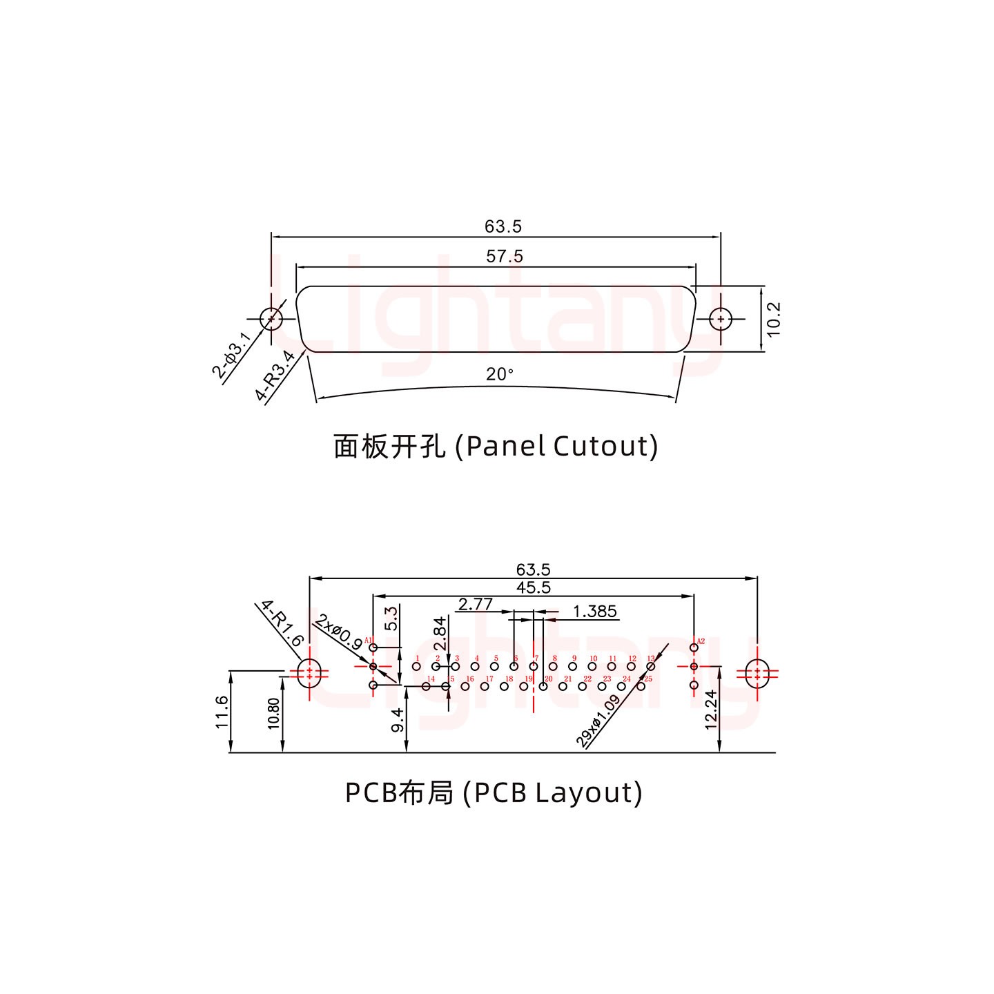 27W2公PCB彎插板/鉚支架11.6/射頻同軸75歐姆