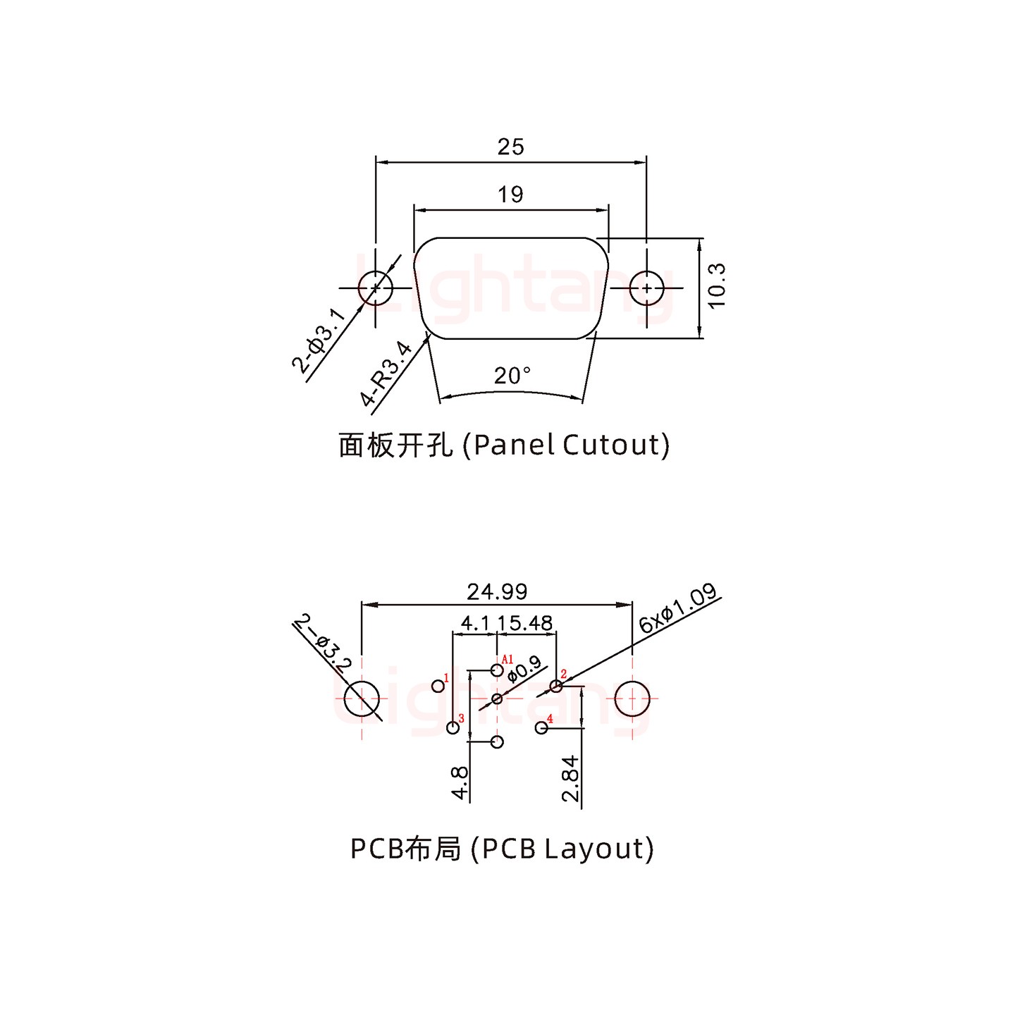 5W1公PCB直插板/鉚魚叉7.0/射頻同軸50歐姆