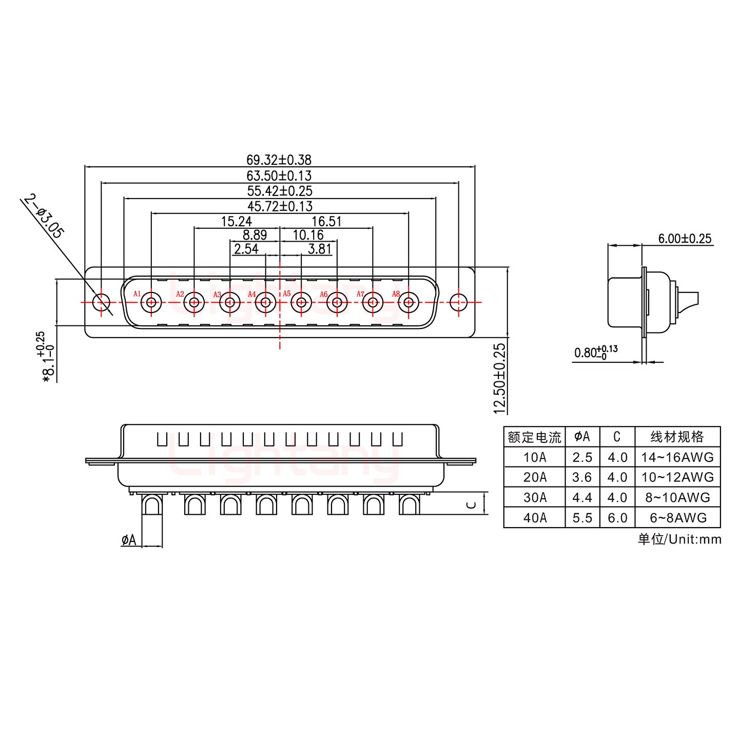 8W8公短體焊線40A+37P金屬外殼951彎出線4~12mm