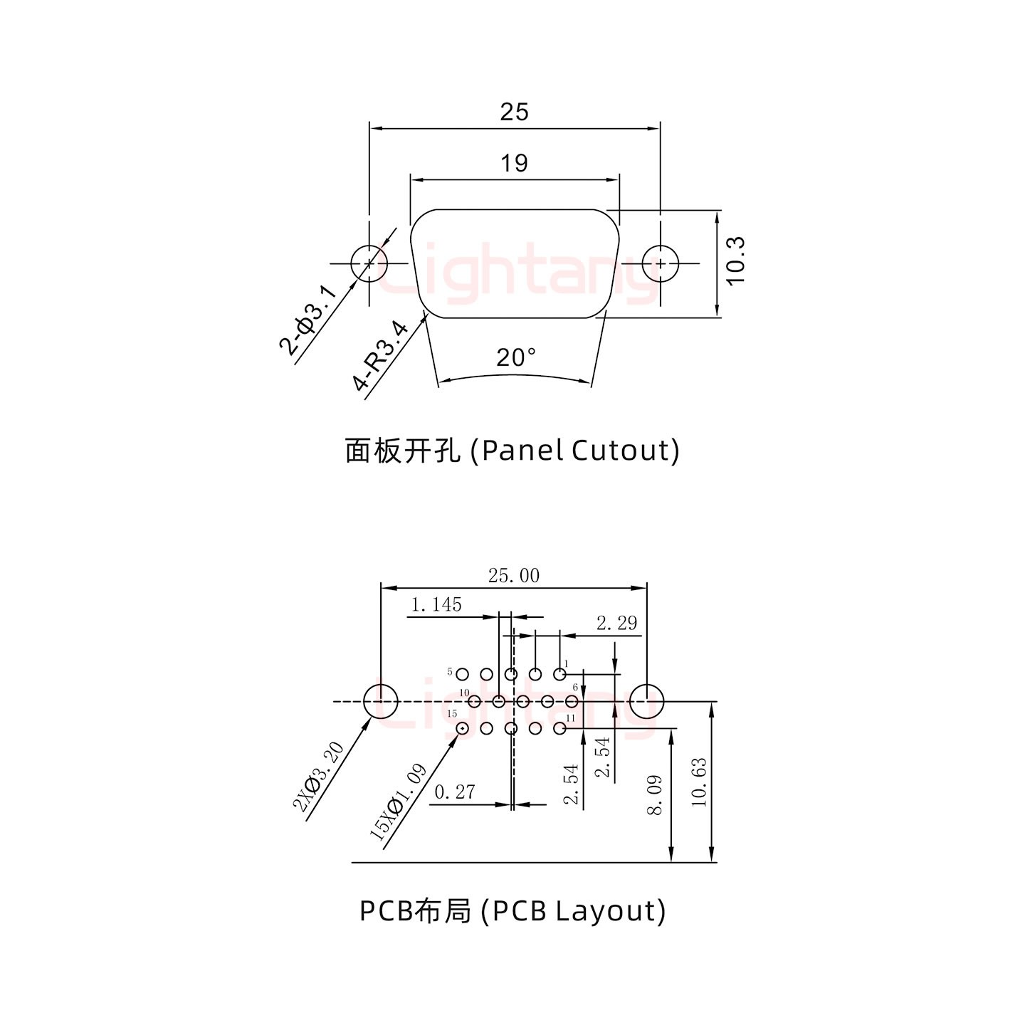 HDR15 母 彎插板8.89 金屬支架10.8 鎖螺絲 車針