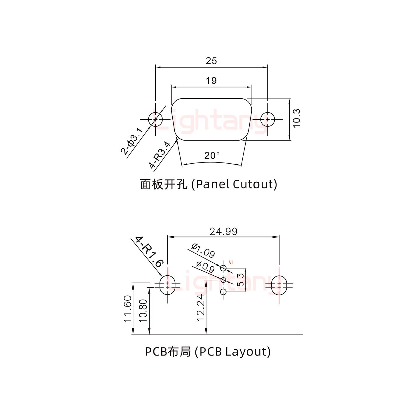 1W1母PCB彎插板/鉚支架11.6/射頻同軸75歐姆