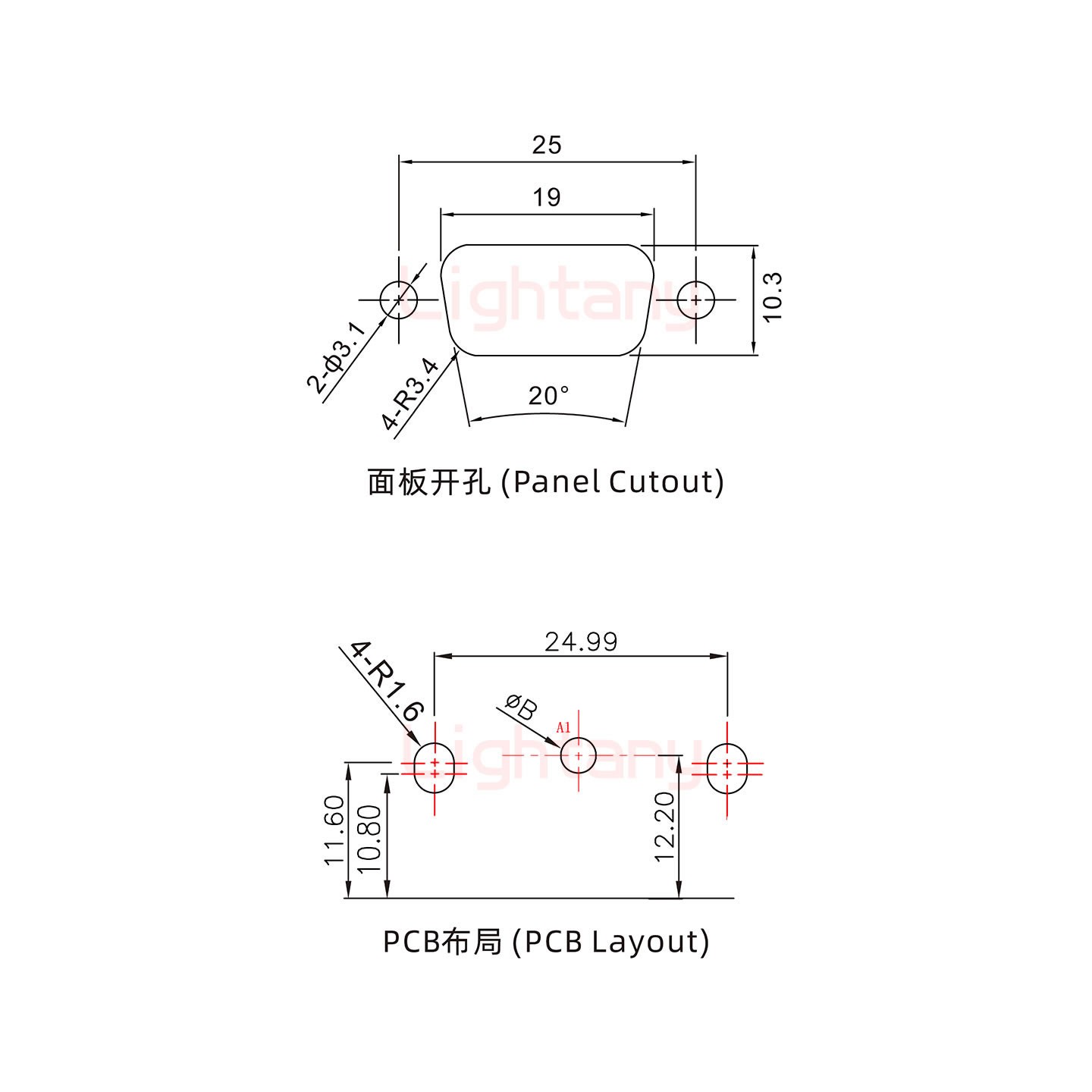 1W1公PCB彎插板/鉚支架10.8/大電流40A