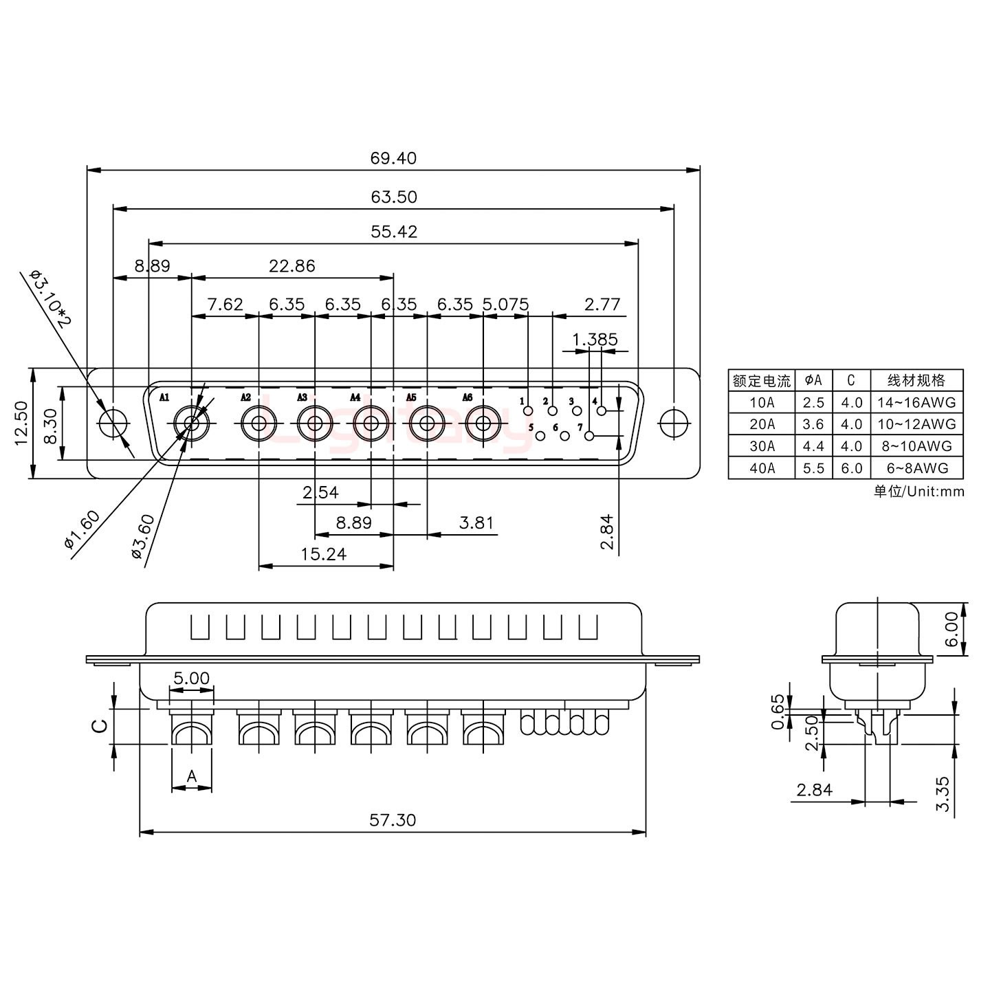 13W6B公短體焊線/光孔/大電流40A