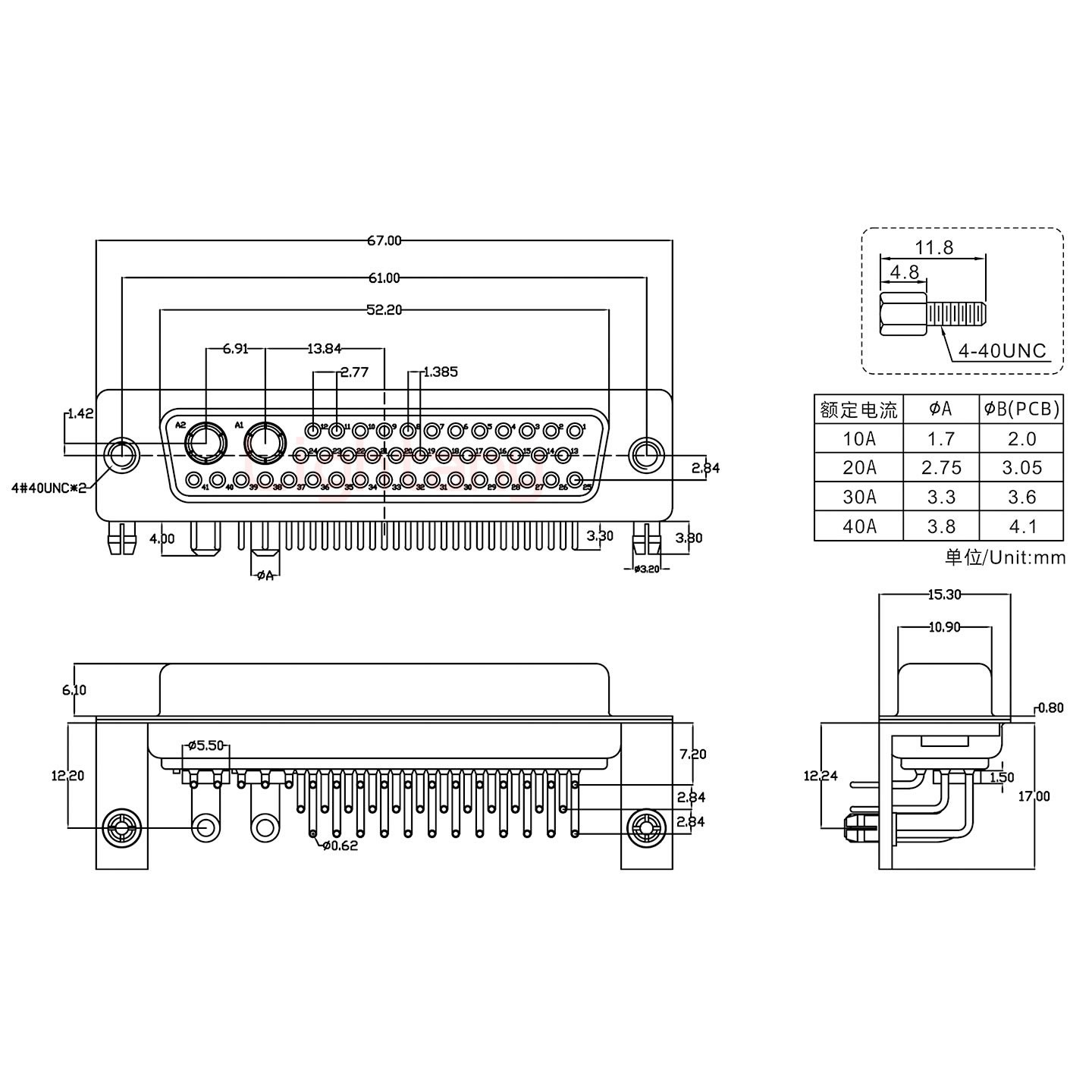 43W2母PCB彎插板/鉚支架12.2/大電流30A