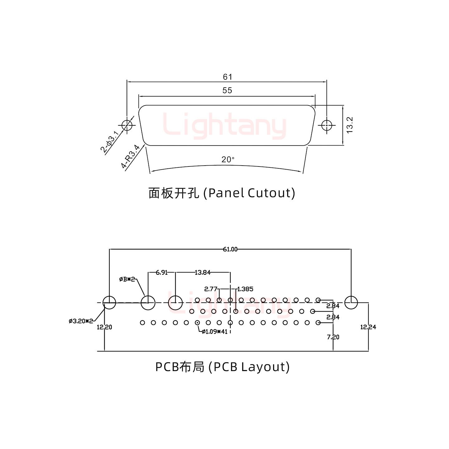 43W2母PCB彎插板/鉚支架12.2/大電流30A