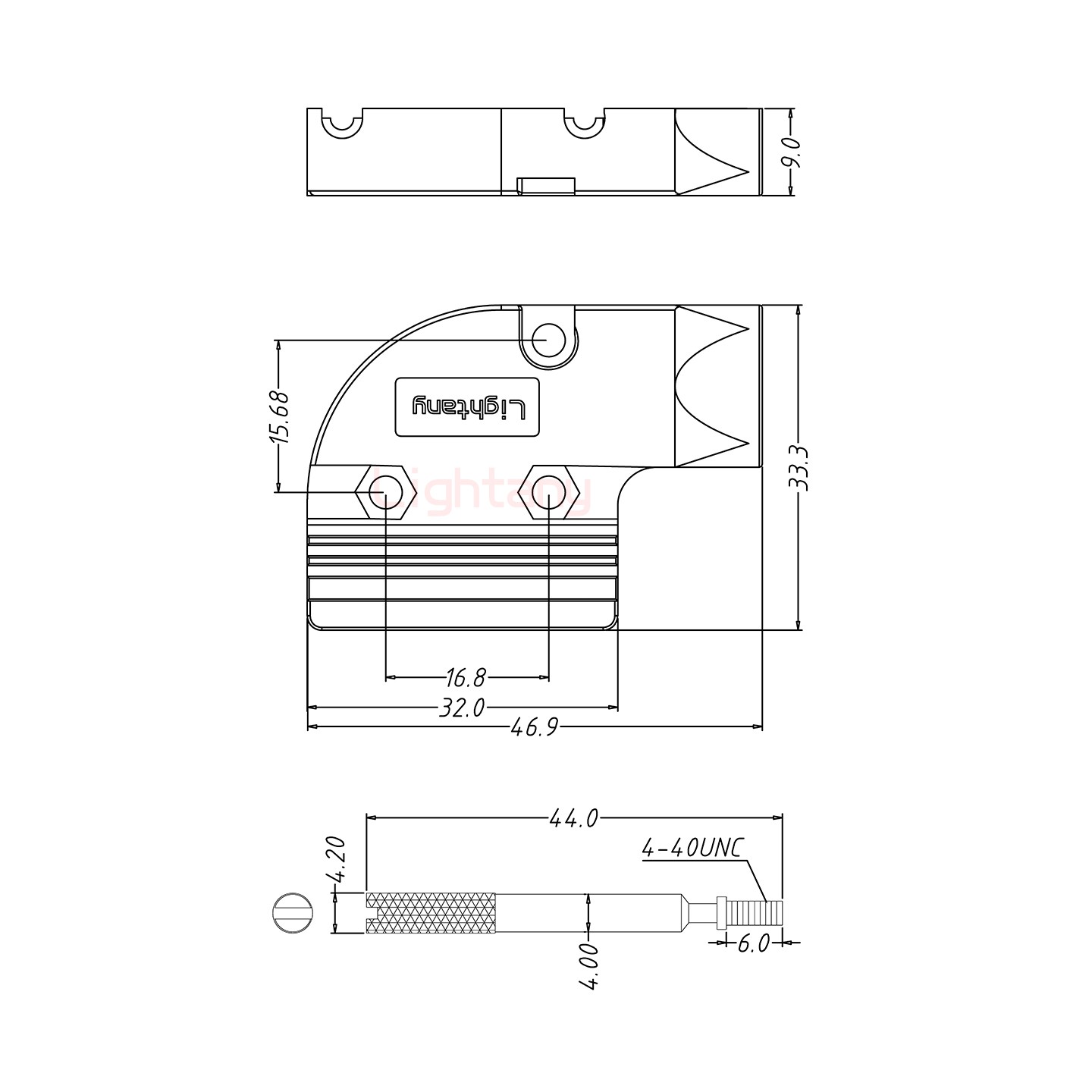 HDB15公焊線+金屬外殼424彎出線4~12mm