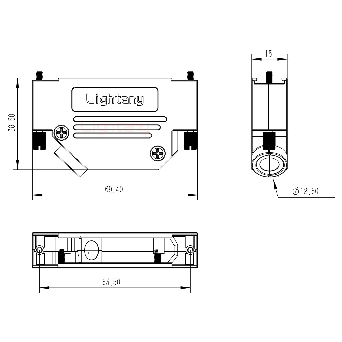 13W6A母短體焊線40A+37P金屬外殼967斜出線4~12mm