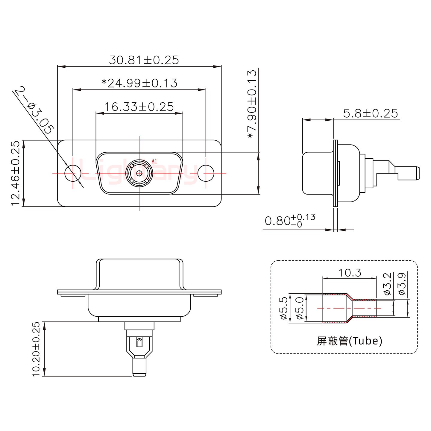 1W1母頭焊線+防水接頭/線徑5~11mm/射頻同軸75歐姆