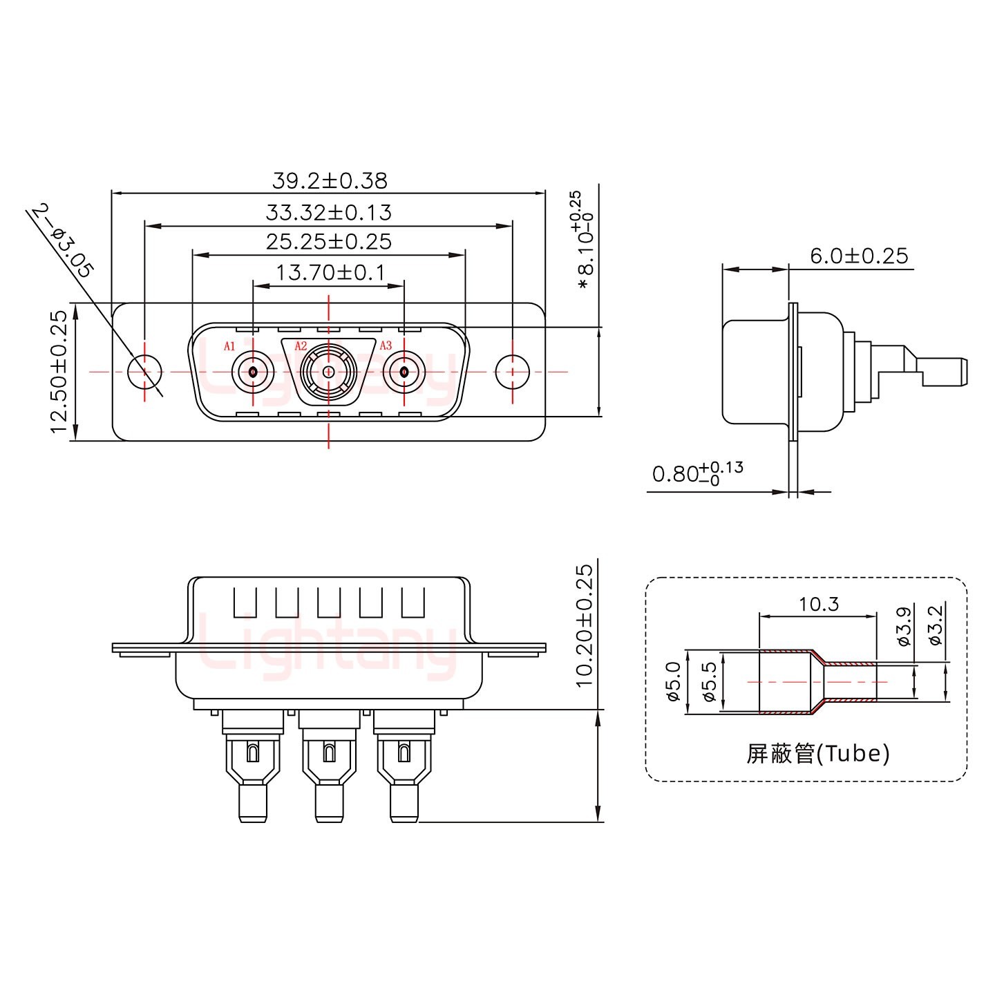 3V3公頭焊線+防水接頭/線徑5~11mm/射頻同軸75歐姆