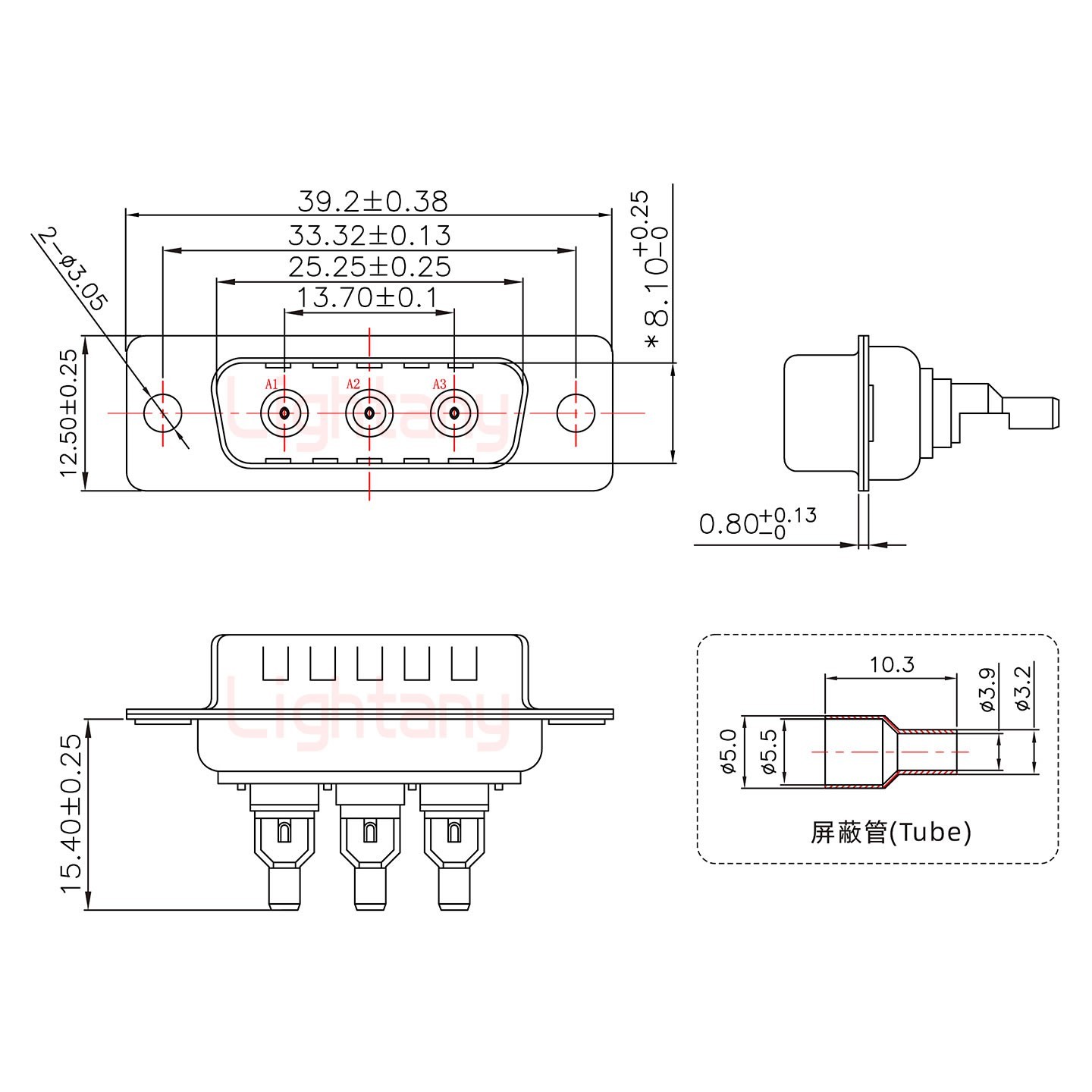 3W3公頭焊線+防水接頭/線徑5~11mm/射頻同軸75歐姆