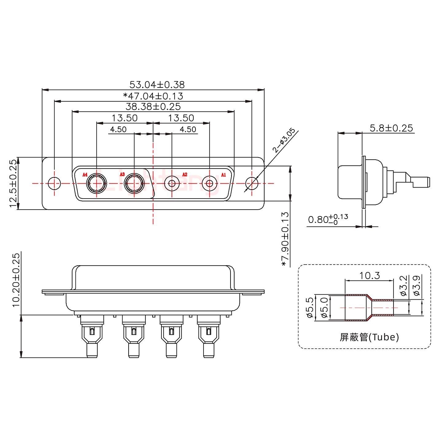 4V4母頭焊線+防水接頭/線徑5~11mm/射頻同軸50歐姆