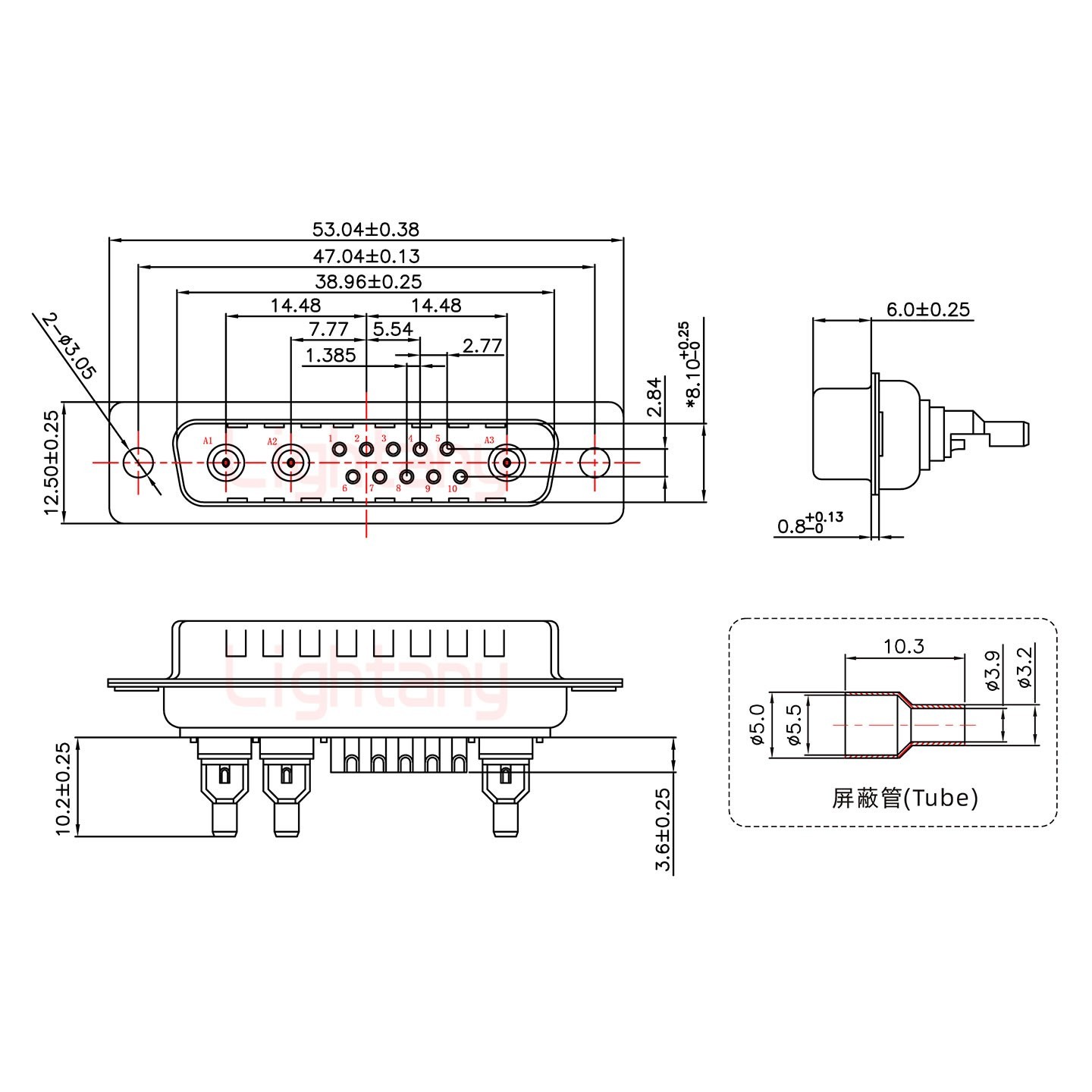 13W3公頭焊線+防水接頭/線徑5~11mm/射頻同軸50歐姆