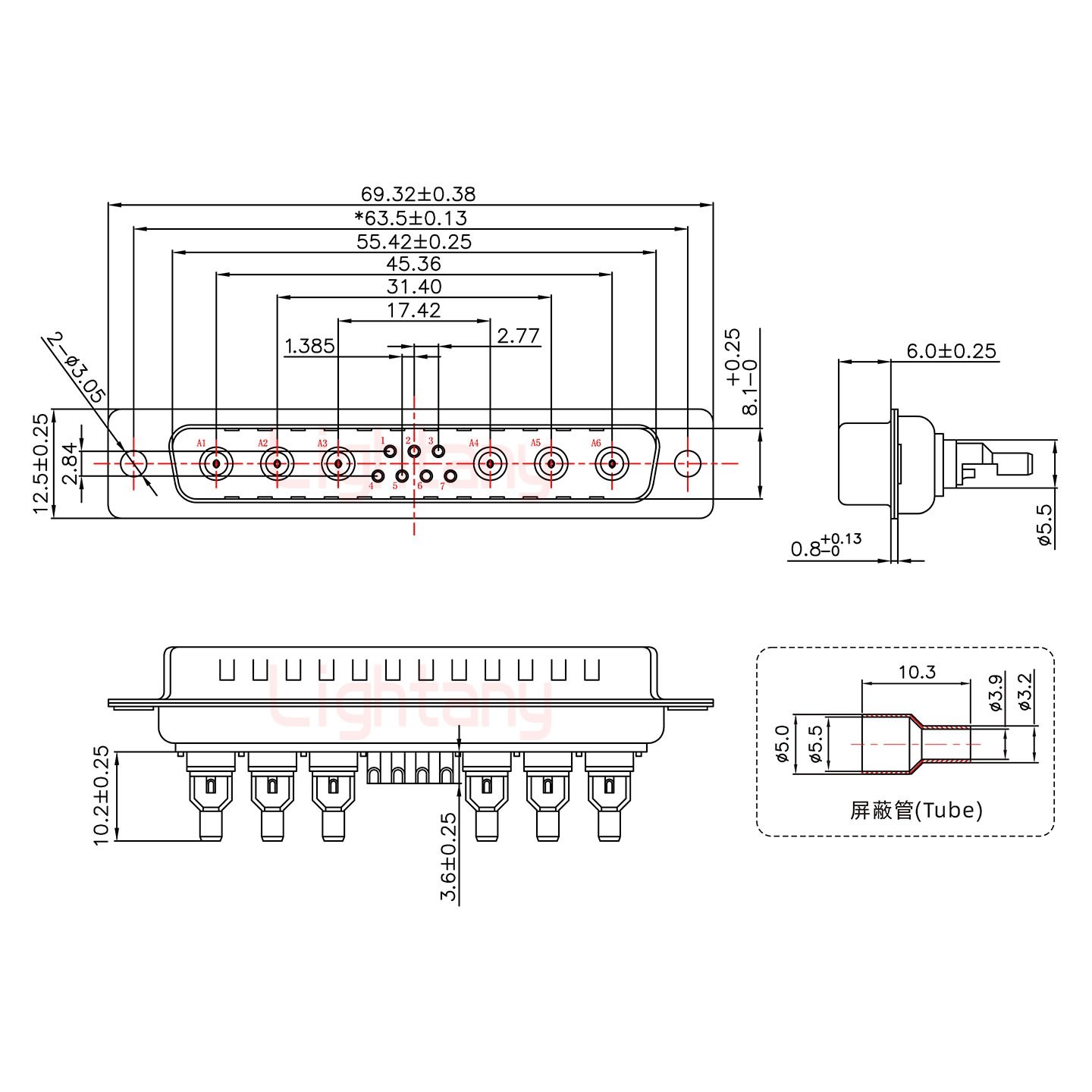 13W6A公頭焊線+防水接頭/線徑5~11mm/射頻同軸75歐姆