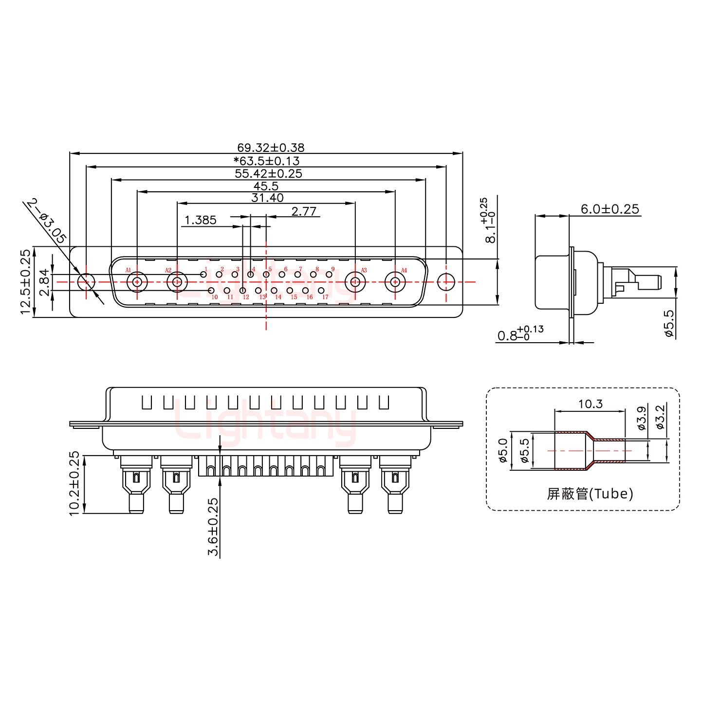 21W4公頭焊線+防水接頭/線徑10~16mm/射頻同軸50歐姆