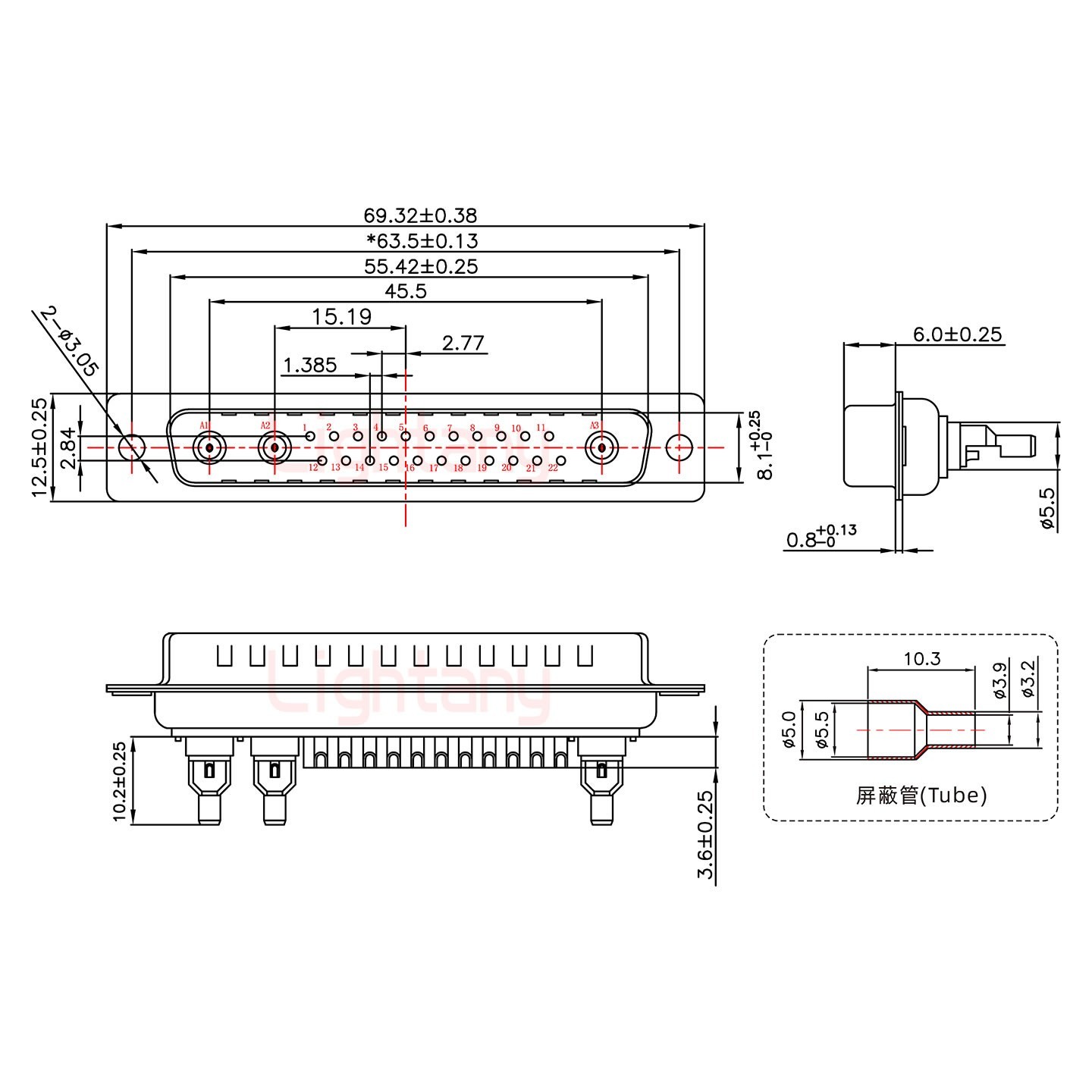 25W3公頭焊線+防水接頭/線徑10~16mm/射頻同軸50歐姆