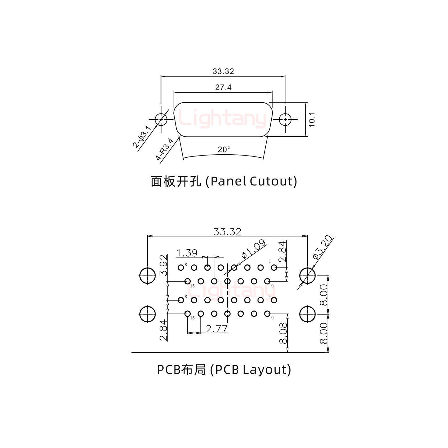 DR15母對(duì)母 間距19.05 雙胞胎沖針 D-SUB連接器