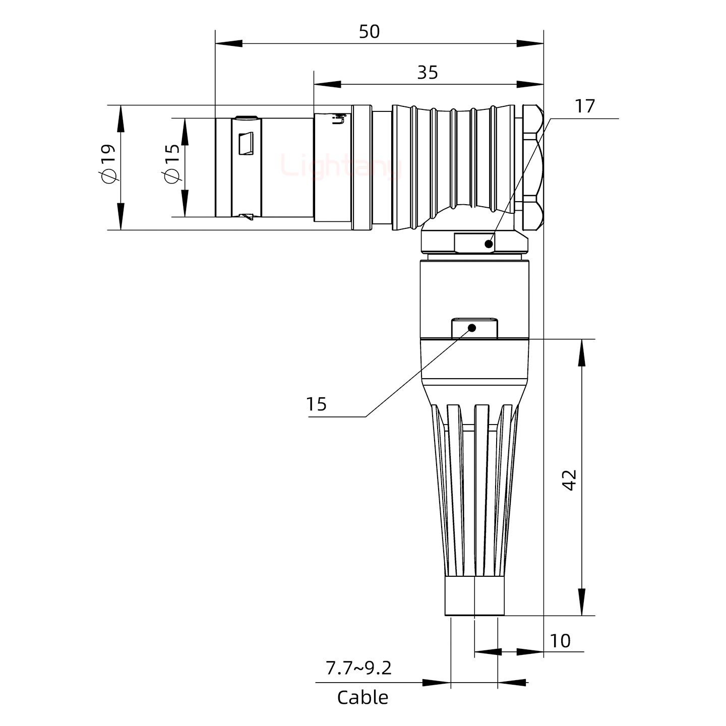 FHG.3B.004.CLAD92Z帶護套彎式插頭