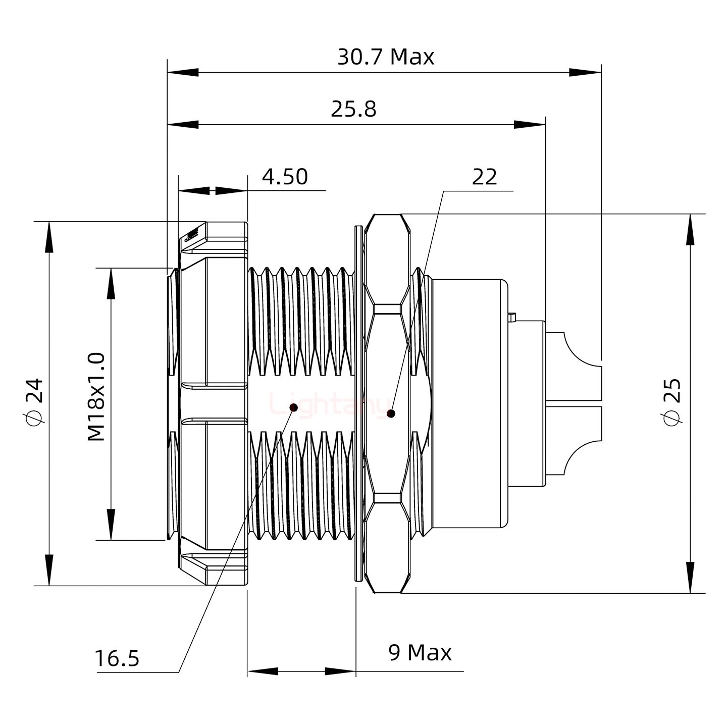 ECG.3B.002.CLL雙螺母插座 焊線