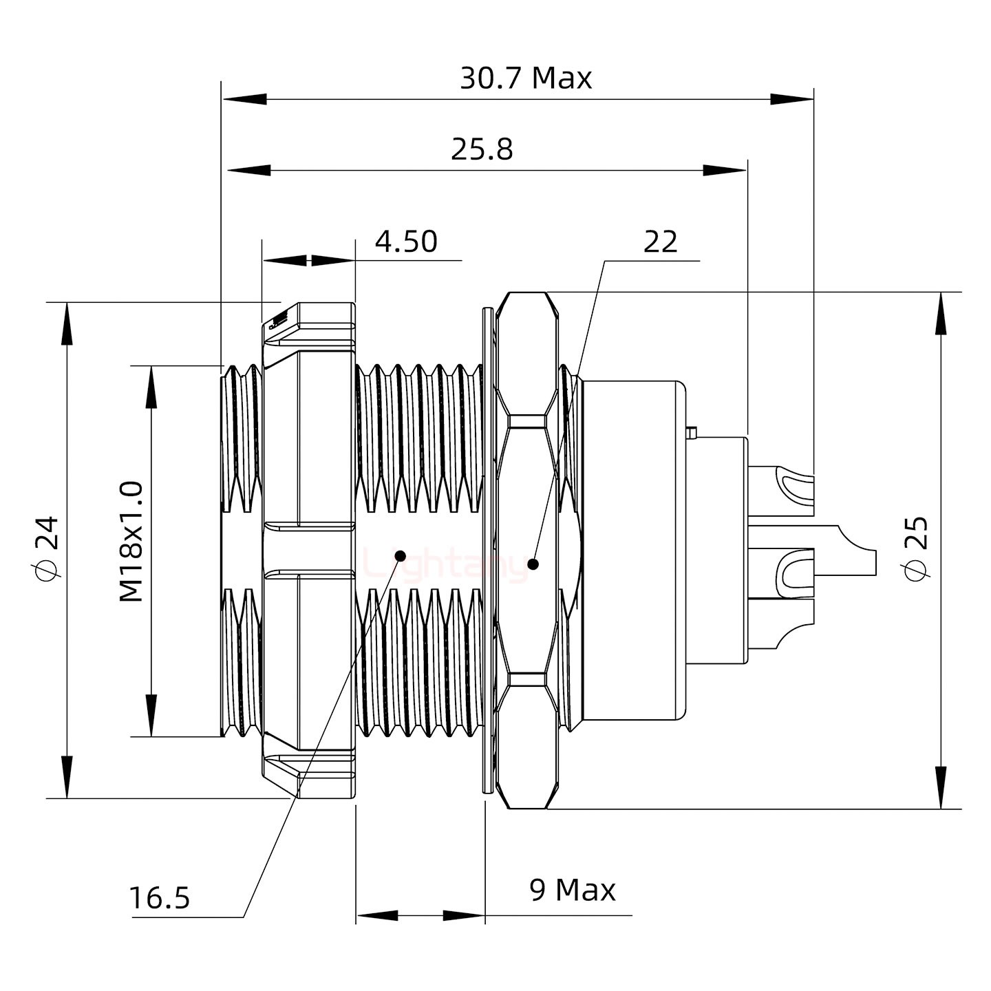 ECG.3B.010.CLL雙螺母插座 焊線