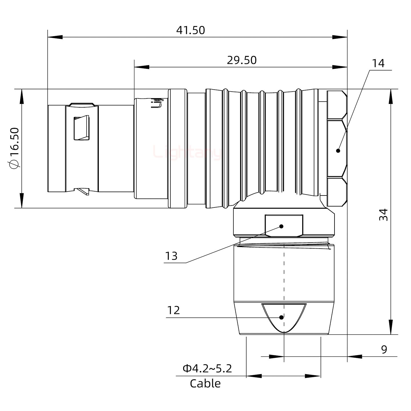 FHG.2B.010.CLAD52推拉自鎖彎式插頭