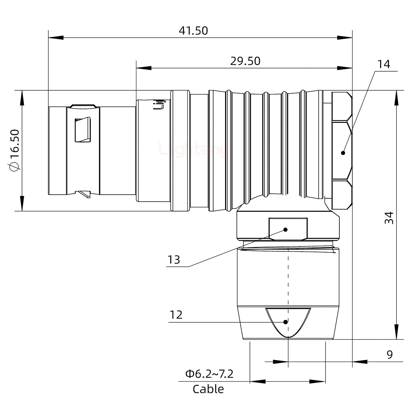 FHG.2B.010.CLAD72推拉自鎖彎式插頭