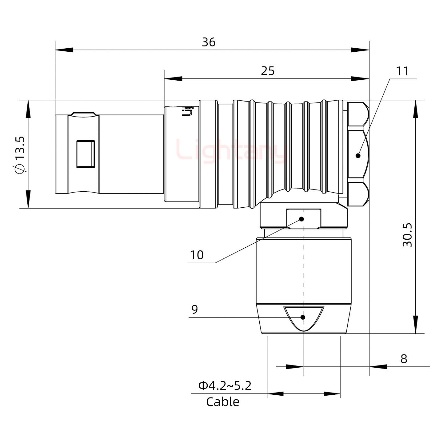 FHG.1B.010.CLAD52推拉自鎖彎式插頭