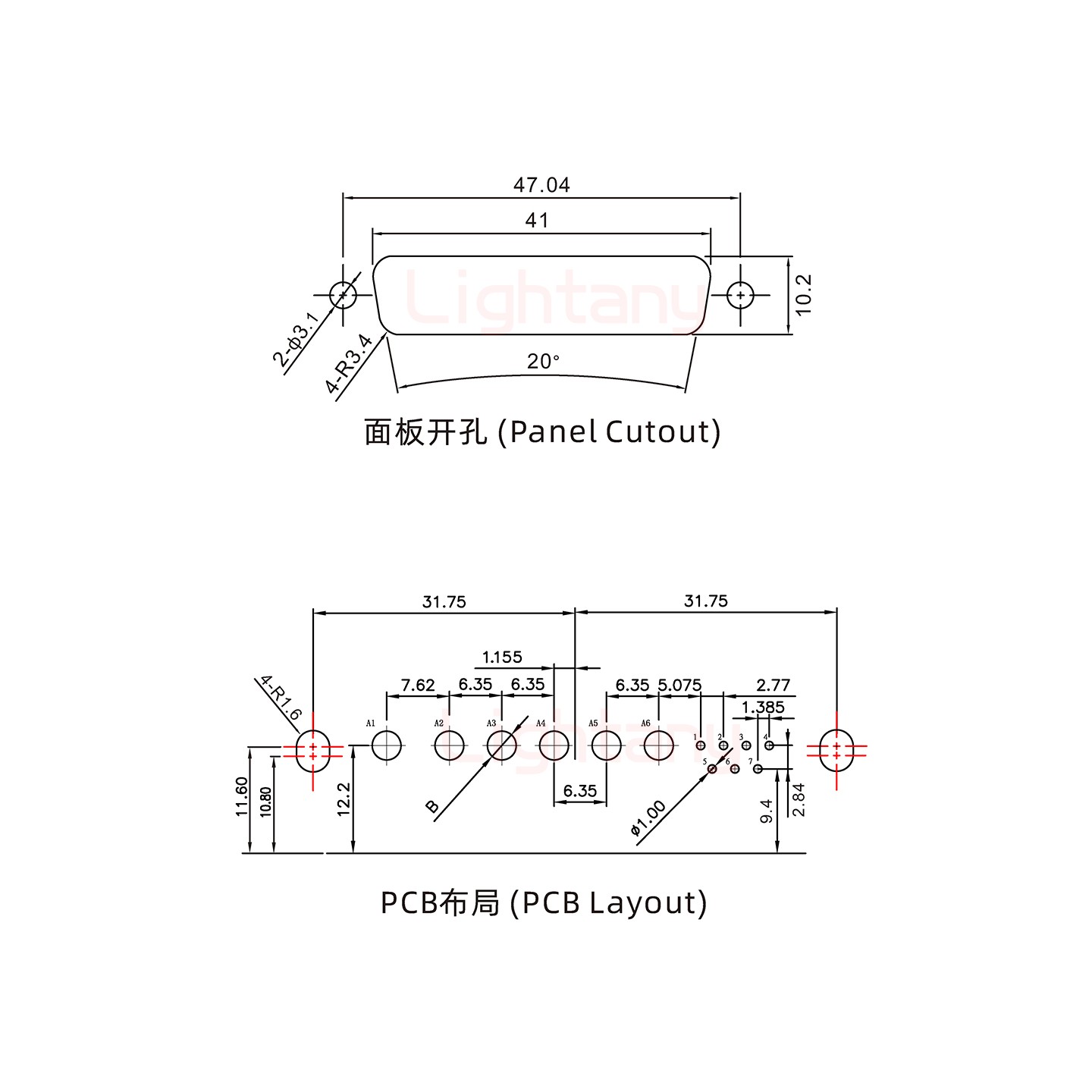 13W6B公PCB彎插板/鉚支架10.8/大電流10A