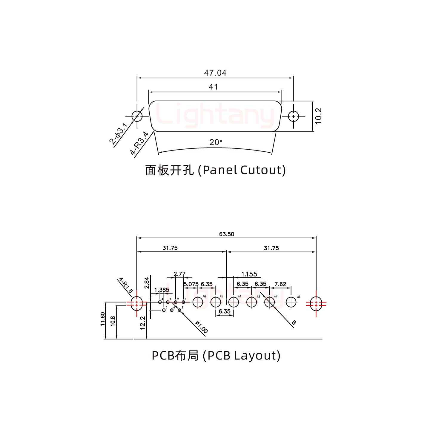 13W6B母PCB彎插板/鉚支架10.8/大電流20A