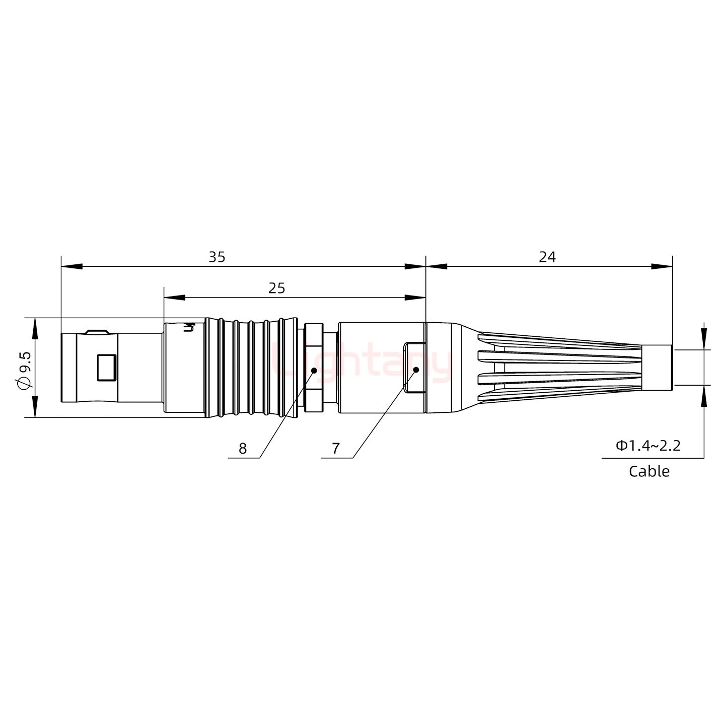 FGG.0B.003.CLAD21Z帶護套直式插頭