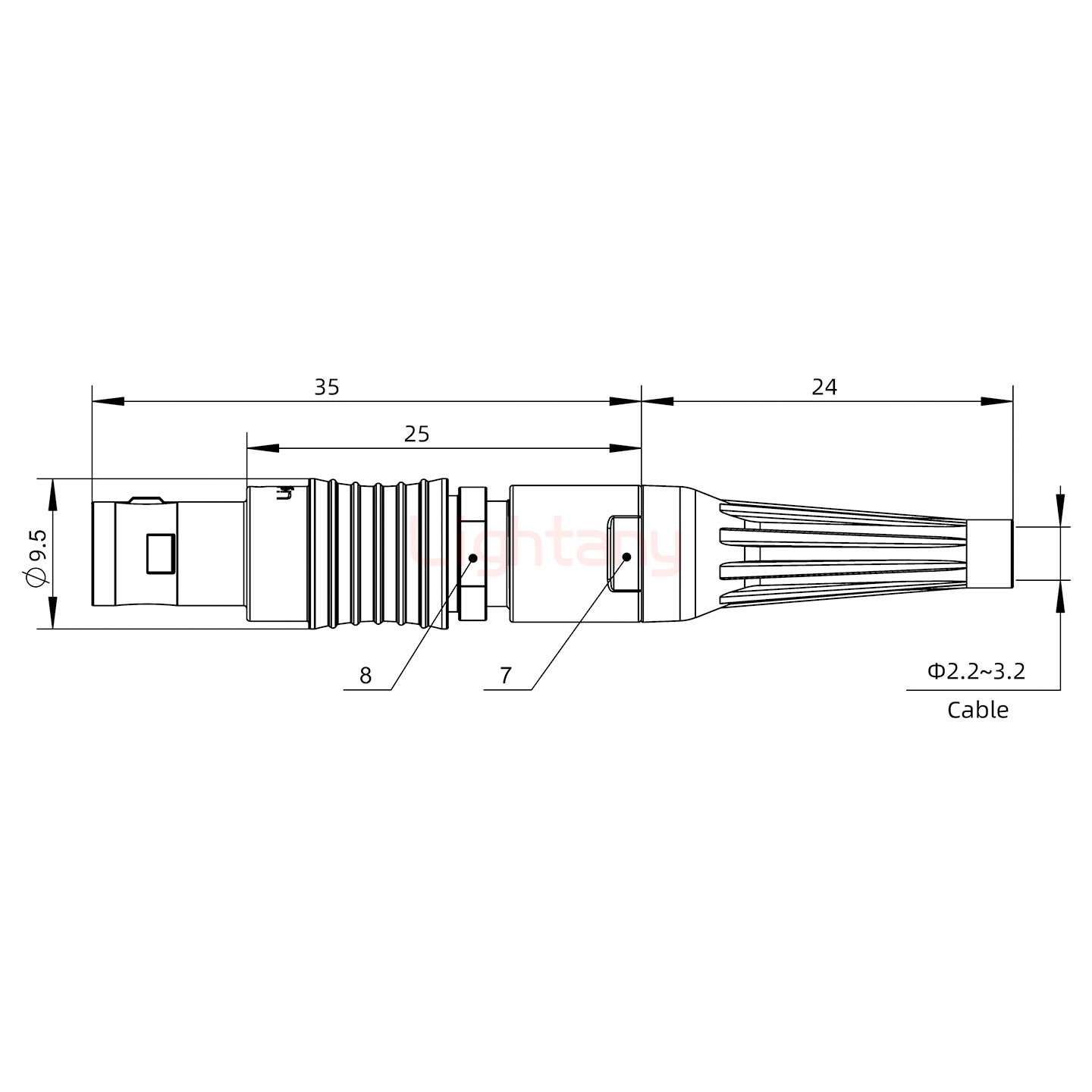 FGG.0B.003.CLAD31Z帶護套直式插頭